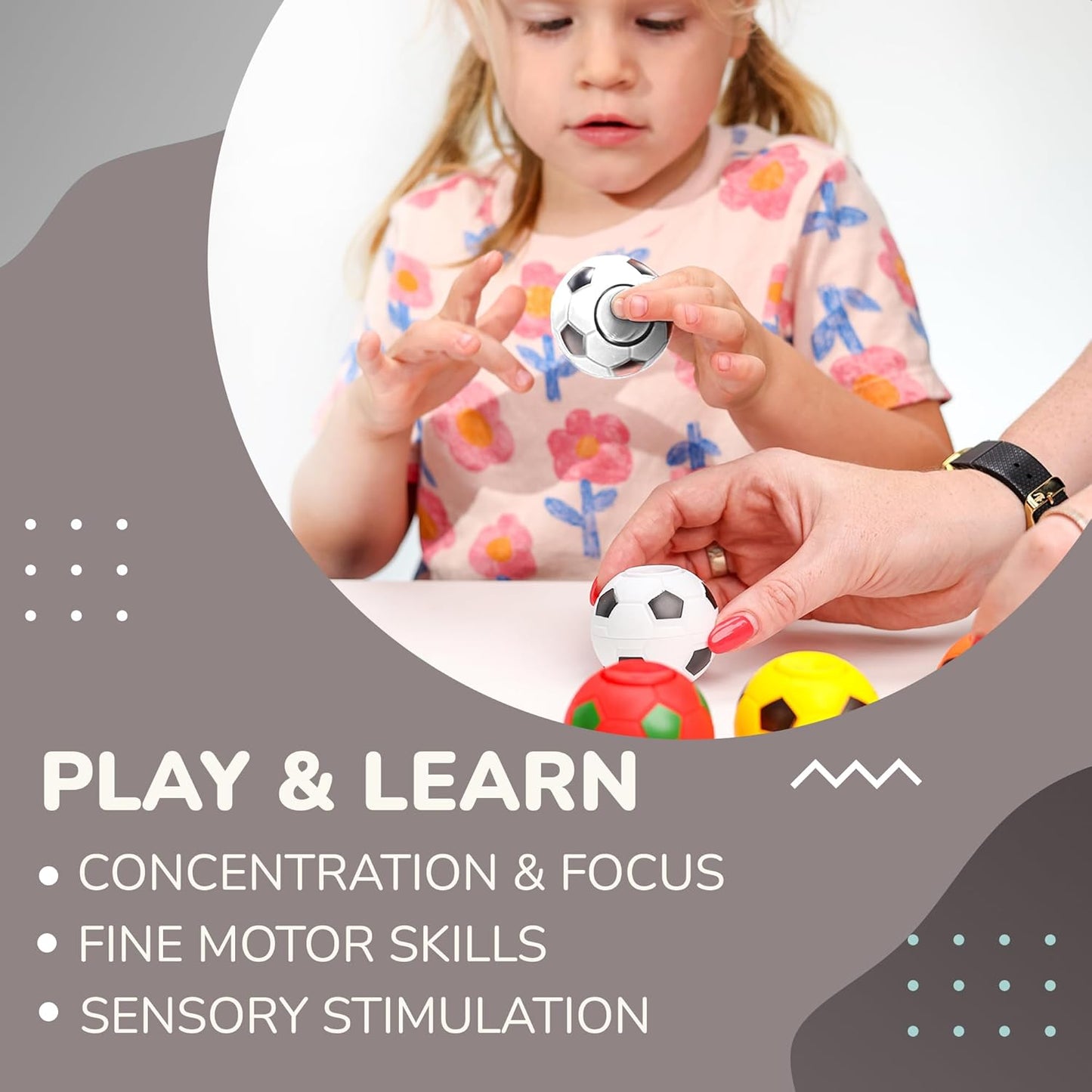 Entervending Fidget Spinners - 2 Inch Stress Balls - 12 Pcs Soccer Party Favors - White Mini Fidget Spinners - Classroom Prizes - Fidget Spinners for Kids - Easter Basket Stuffers