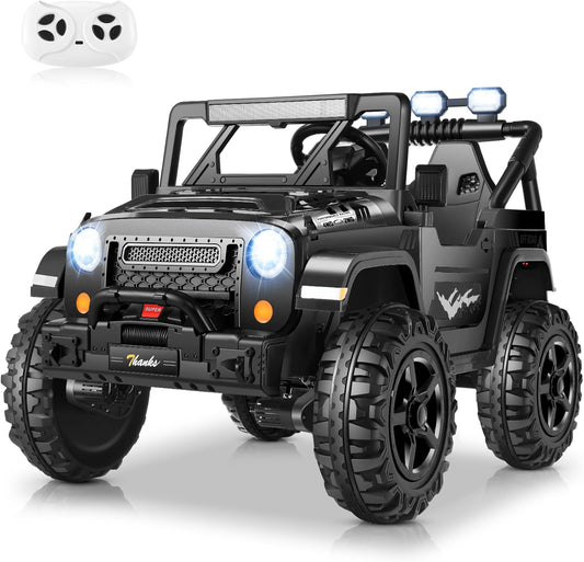 Hikole 24V 4x4 Ride on Toys for Big Kids - 4WD/2WD Switchable 2 Seater Battery Car with Remote Control, 4x200W Motors, 5 Mph Max Speed, Music, Electric Car for Boys Girls, Black