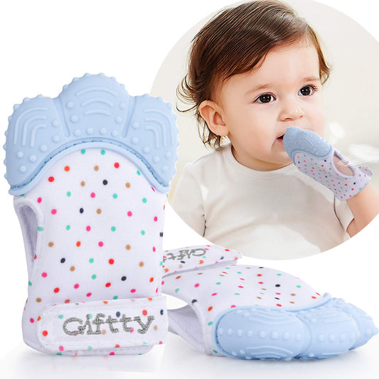 Giftty Teething Mitten Chew Mitt Baby Teether Glove - Self Soothing Teether, Teething Pain Relief Soothing Toy, Prevent Scratches - For 0-6 Months