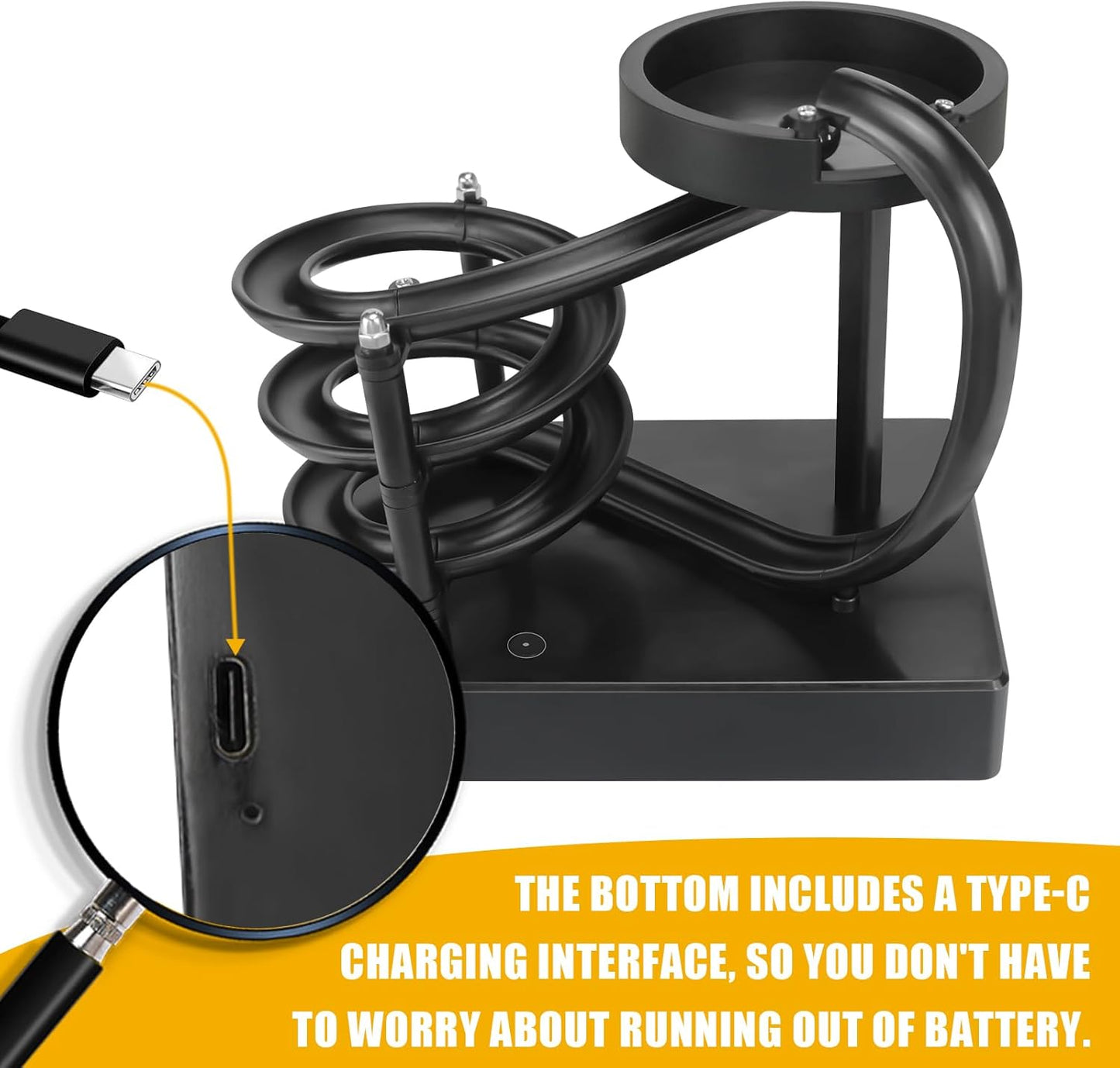 Kinetic Art Perpetual Motion Marble Machine for Home Office, Non-Stop Rolling Ball Toys Science Physics Gadget, Newtons Desktop Decoration Toys for Unisex Children Adult(Black)