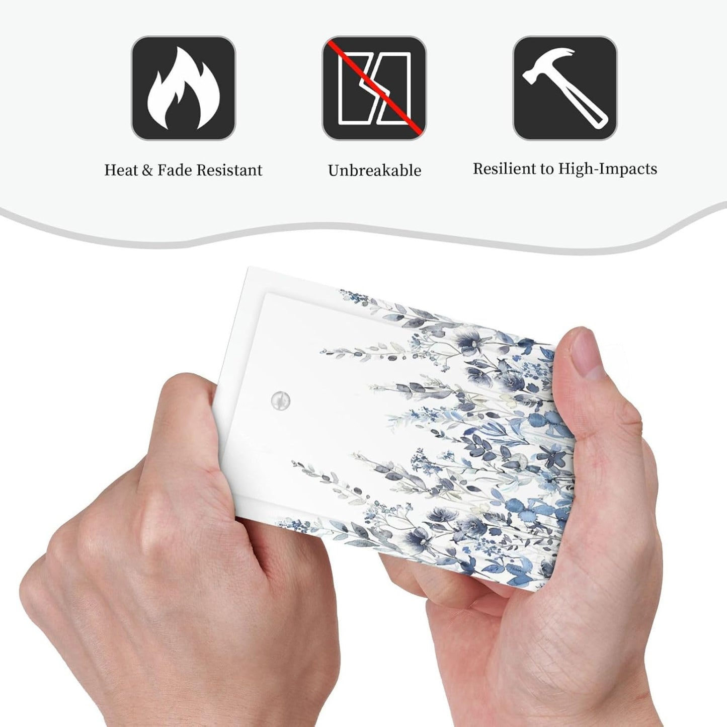 Light Switch Cover Plate Light Blue Watercolor Leaves Plant With Floral 1 Gang No Device Blank Electrical Wall Plates Faceplate Decorative Switch Plate for Bedroom Bathroom Decor