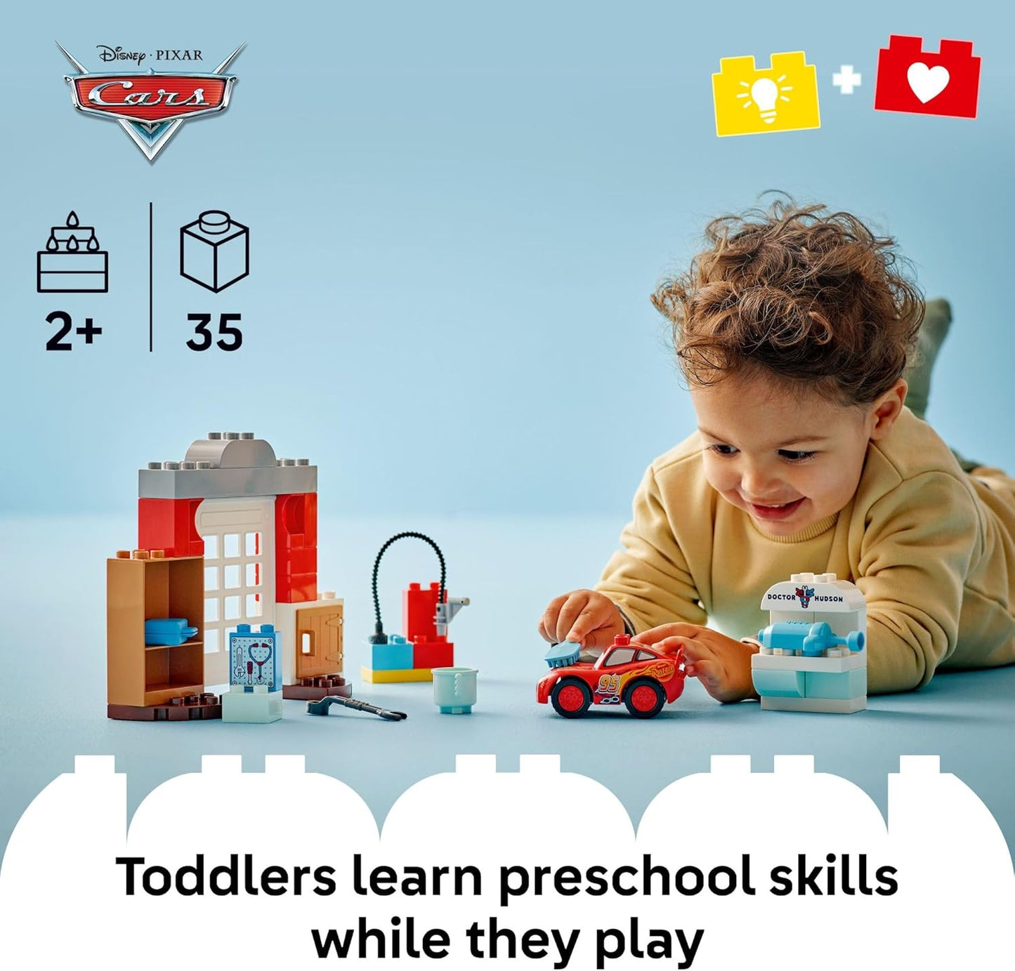 LEGO DUPLO Disney and Pixar Cars McQueen’s Visit to Doc’s Garage - Lightning McQueen Cars Toy for Preschool Boys and Girls 2+ - Pretend Play and Sensory Toddler Toy - Gift Idea for Birthdays - 10456