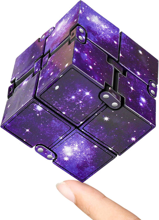 Infinitycube Fidget Toy Stress Relieving Fidgeting Game for Kids and Adults,Cute Pocket-sized Unique Gadget for Anxiety Relief and Kill Time (Purple)