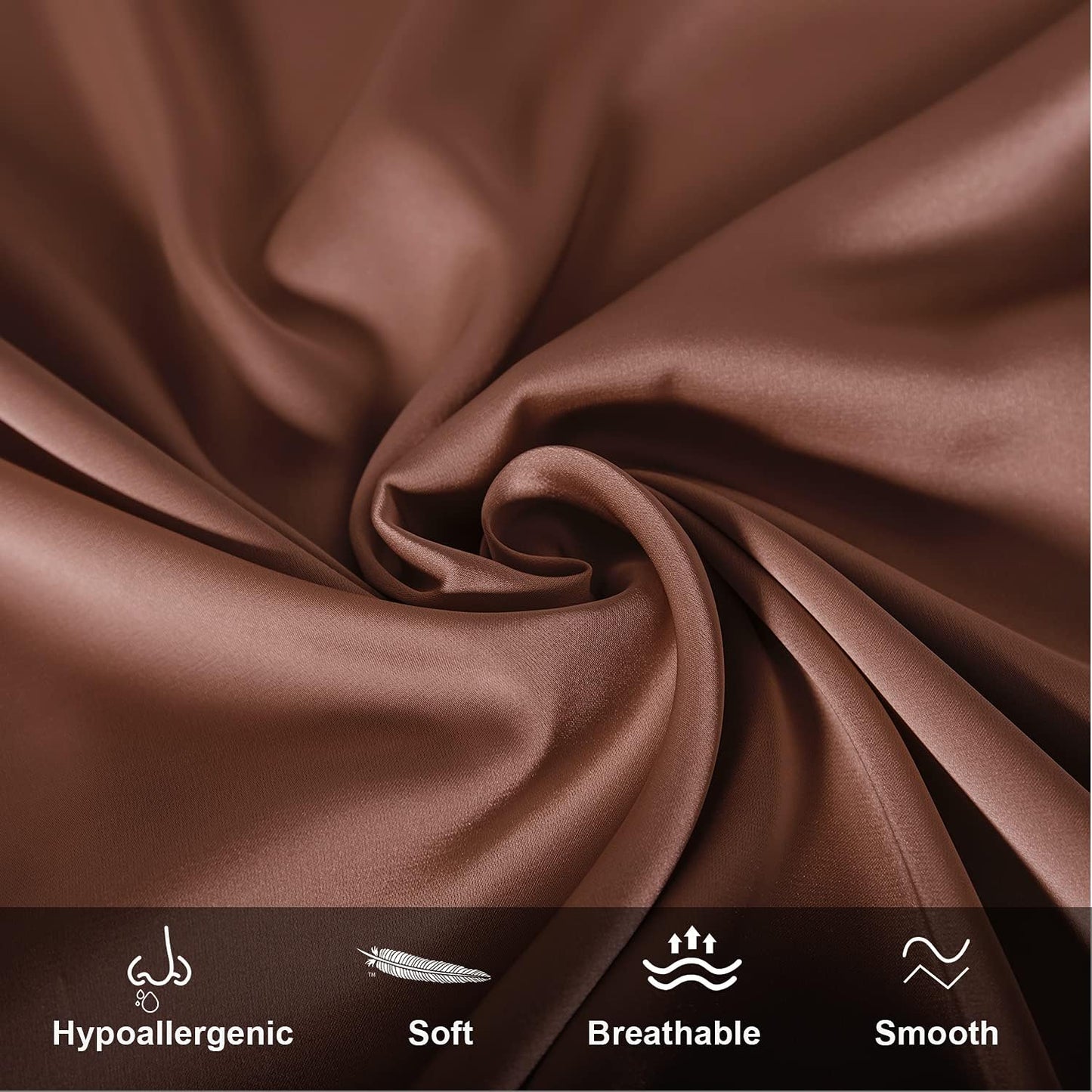 Mulberry Silk Pillowcase for Hair and Skin,Standard Size Cooling Silk Pillow Case with Hidden Zipper,Allergen Proof Dual Sides Soft Breathable Smooth Silk Pillow Cover for Women(Standard,Coffee)