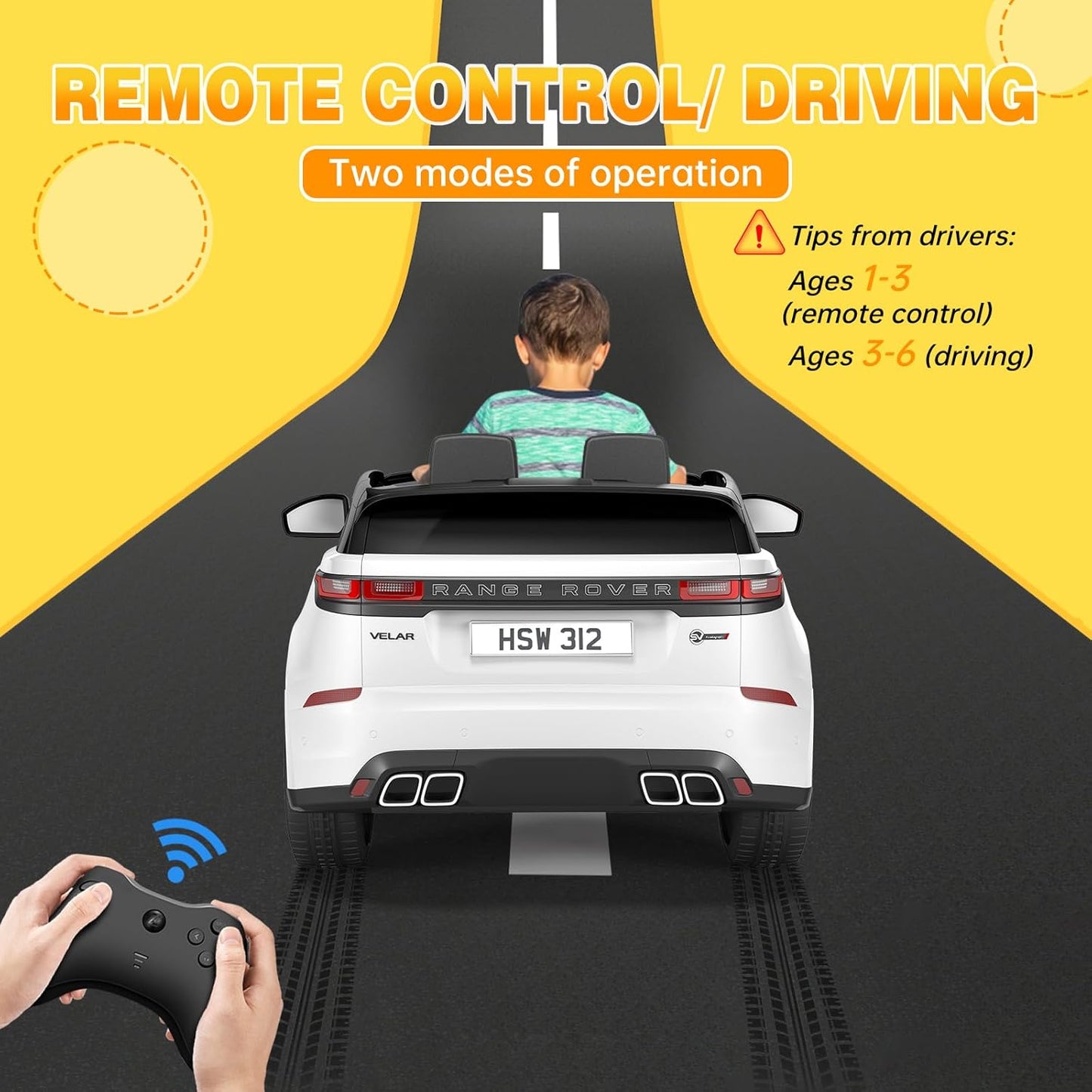 Kids Ride On Car with Remote, Licensed Land Rover Electric Car, Ride On Toys for Kids 3-8 with Mp3 Player, Rocking, Pull Rod