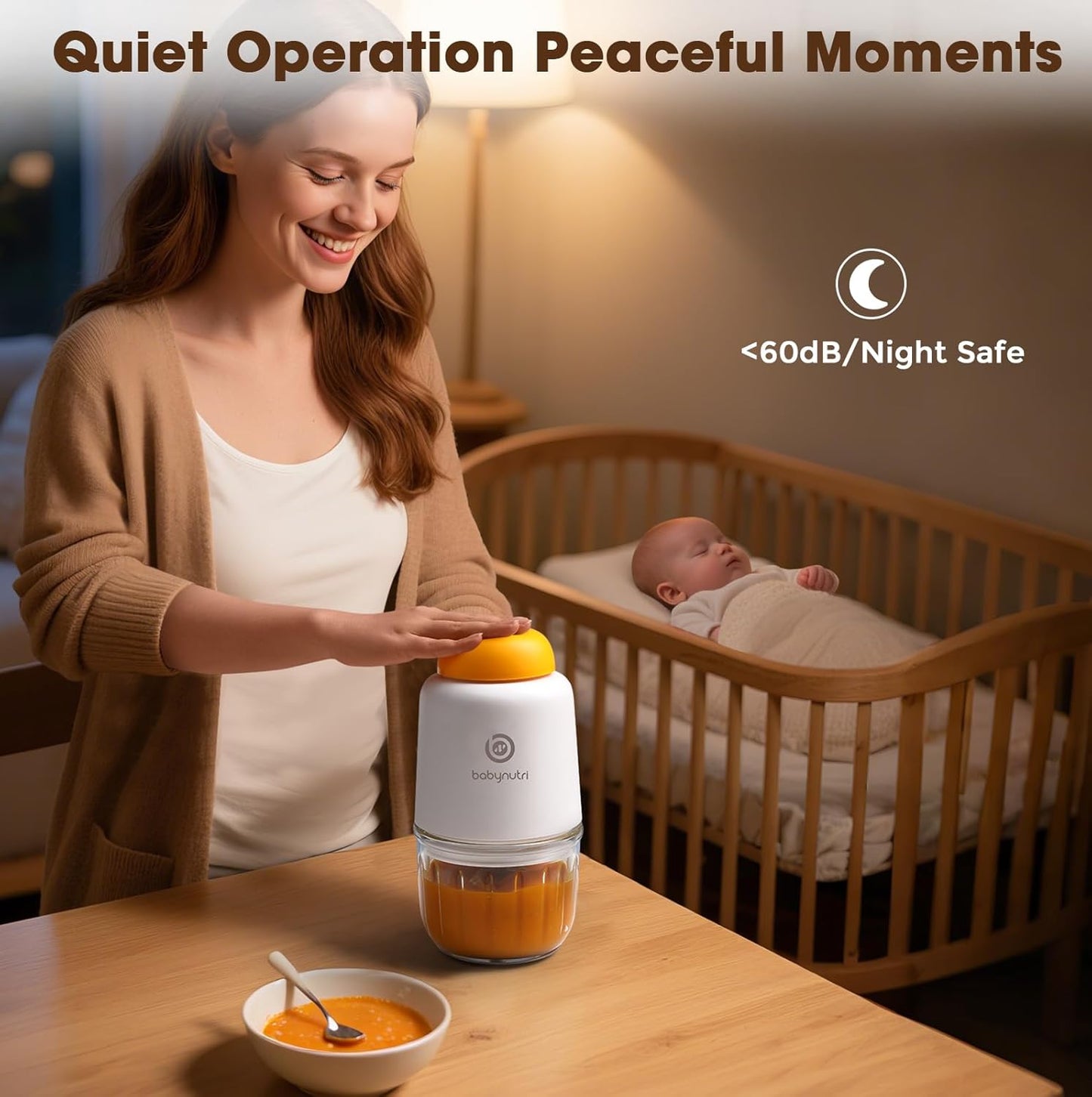 Baby Food Processor – Puree Blender with Glass Bowl, Stainless Steel Blades, BPA-Free, One-Touch Control, Easy to Clean, Quiet Operation, Ideal for New Parents, 10oz