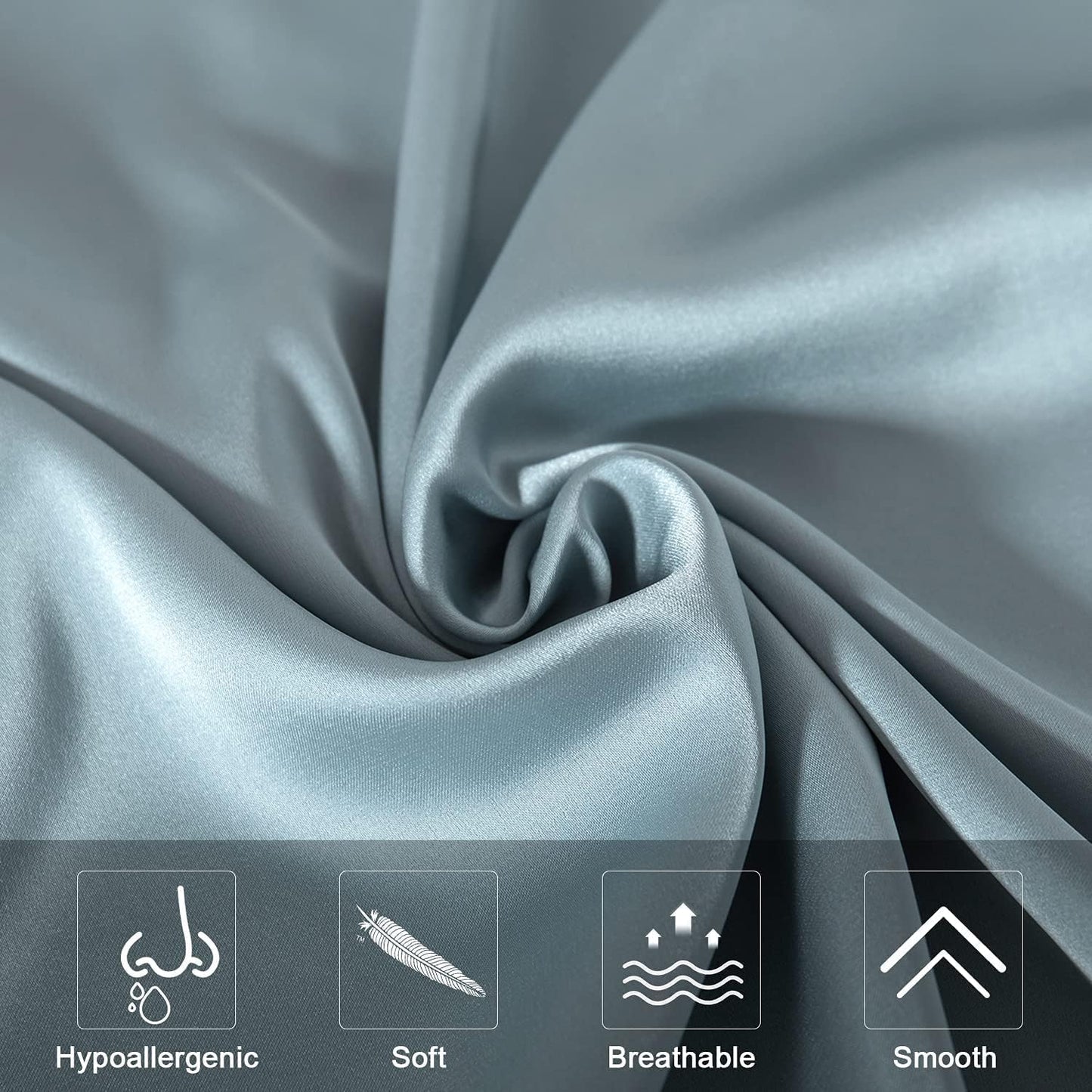 2 Pcs Mulberry Silk Pillowcase for Hair and Skin,Cooling Silk Pillow Case with Hidden Zipper,Allergen Proof Dual Sides Soft Breathable Smooth Silk Pillow Cover for Women(Queen-2PCS,Aqua Blue)