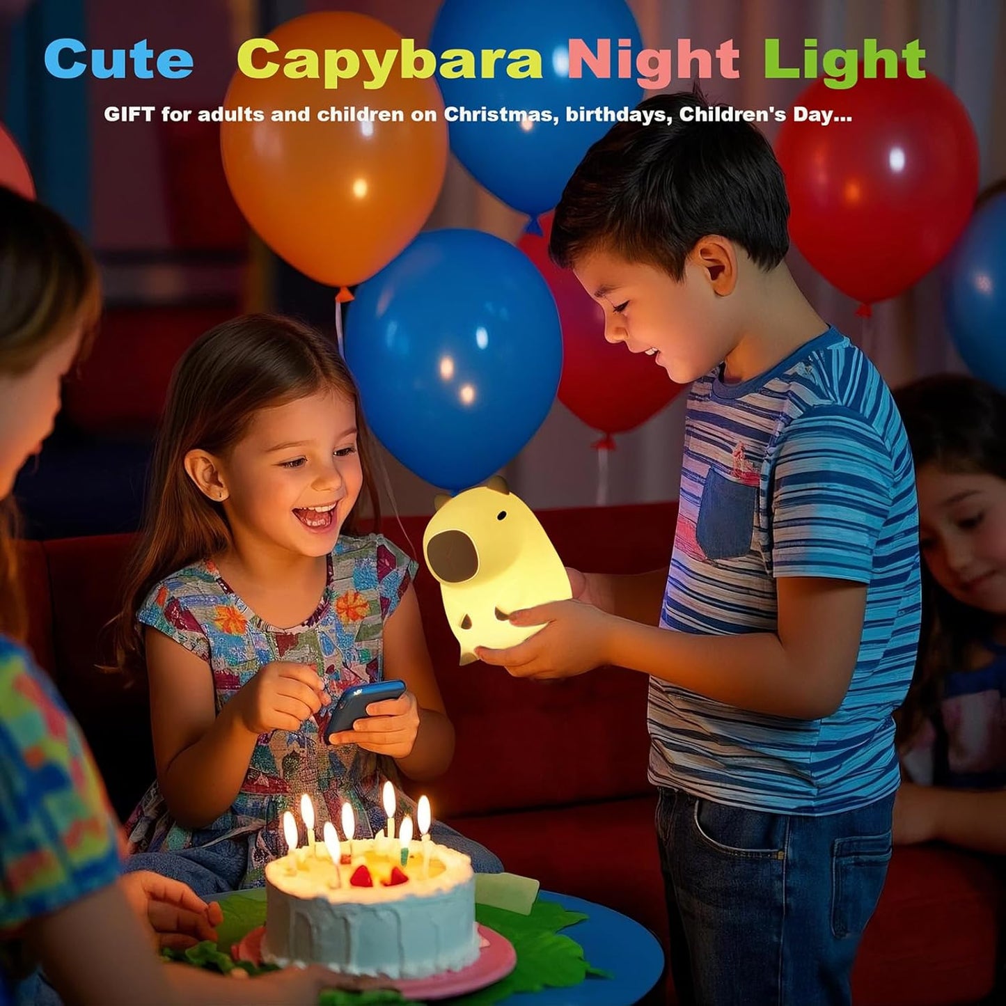 DREAMING MY DREAM Cute Capybara lamp,Squishy Capybara Night Light LED Rechargeable Novelty Animal Night Lamp,2 Levels Dimmable Nursery Nightlight for Kids,Touch Lamp for Bedroom