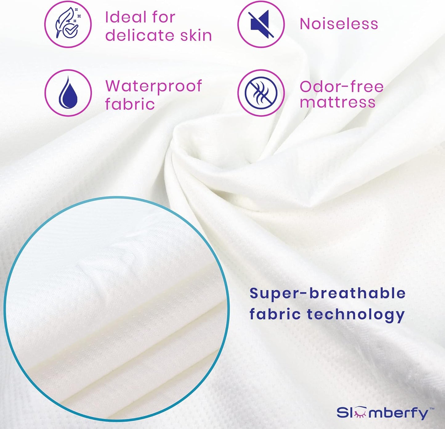 Waterproof Mattress Protector by Slumberfy | Hypoallergenic Bamboo Mattress Protector | Natural + Breathable Jacquard Fabric | Cal King Mattress Cover – 72x84”