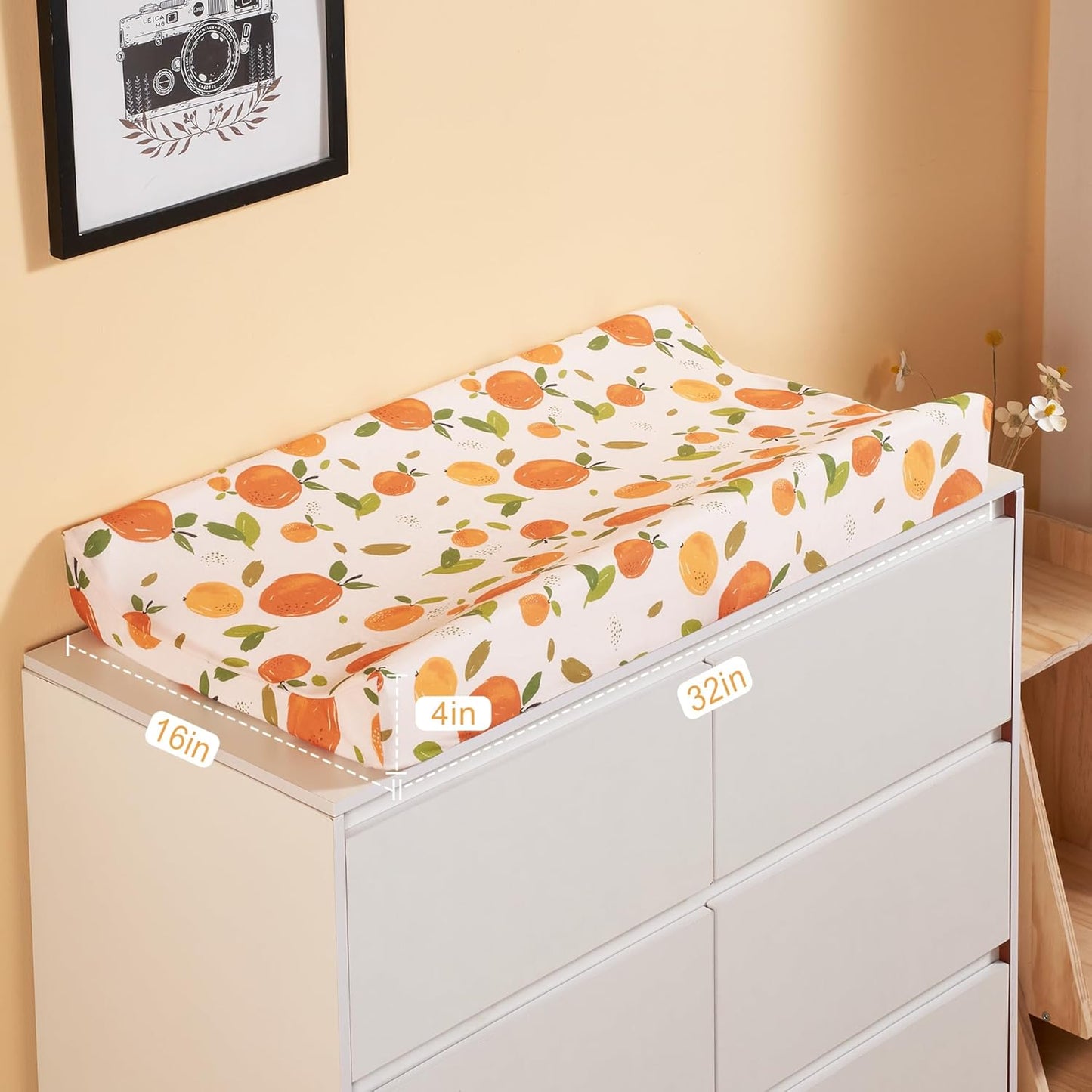 TILLYOU Baby Changing Pad Cover, Changing Table Cover for Girls Boys, Ultra Soft Breathable, 2 Pack Orange Flavour & Orange