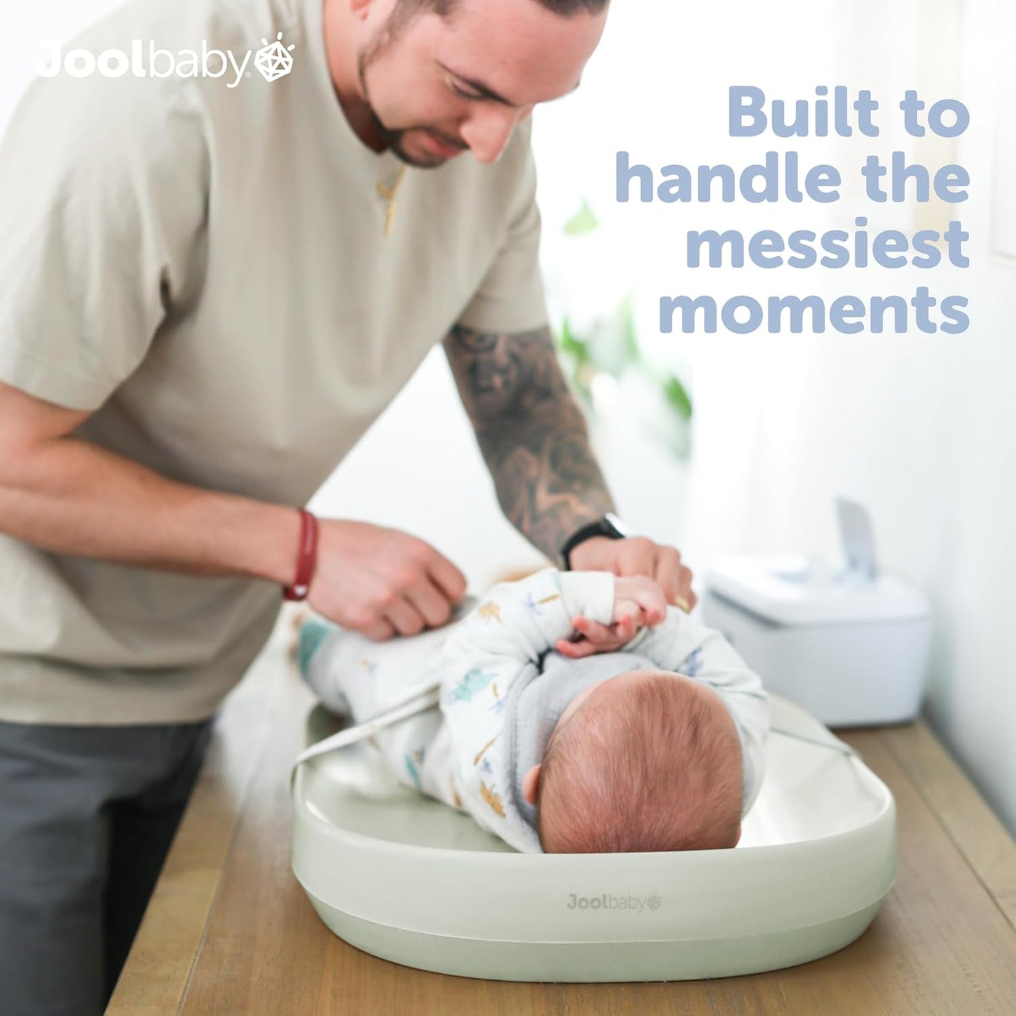 Jool Baby Waterproof Baby Changing Pad - Easy to Clean, Lightweight & Portable - Large Foam Cushion for Comfort (Sage)