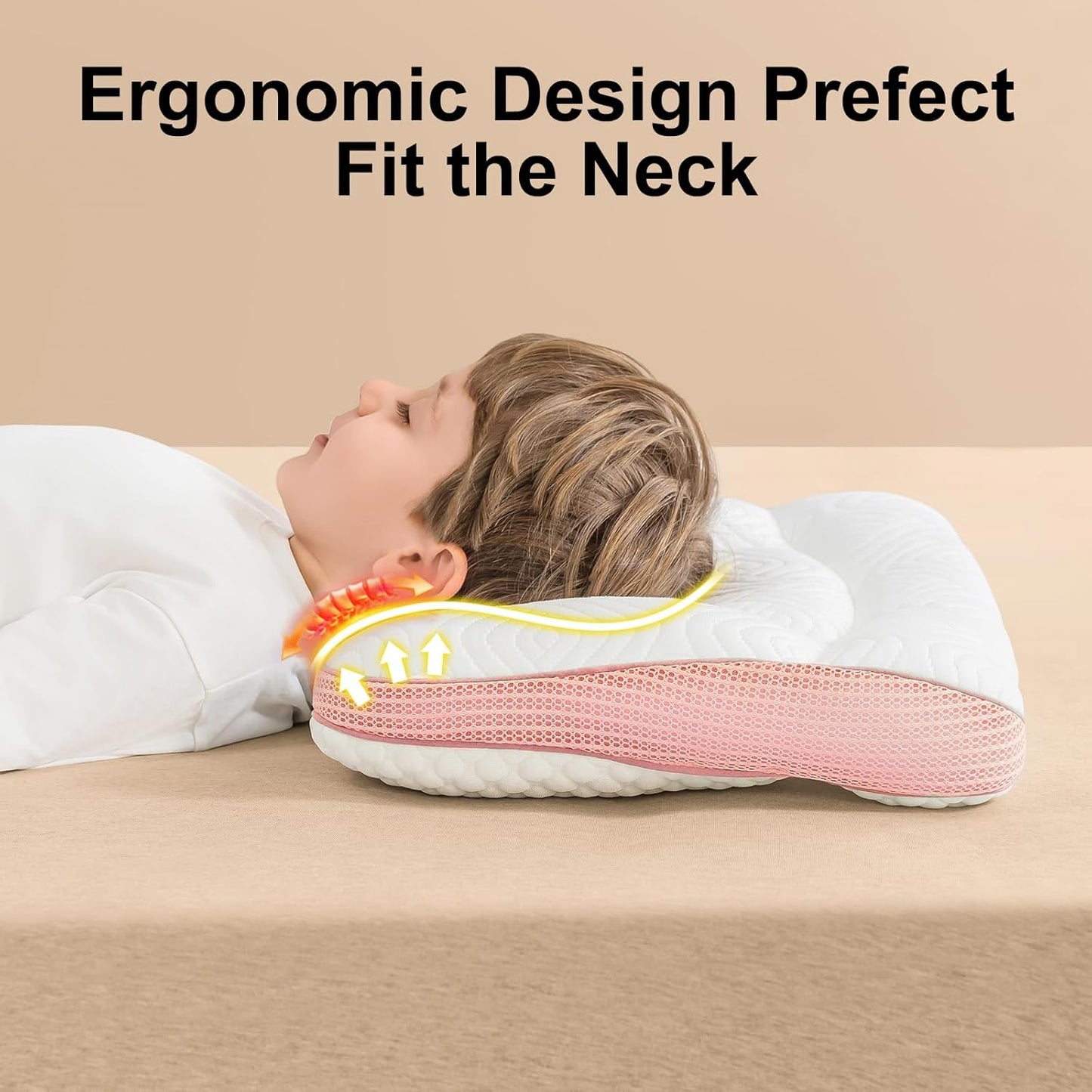 Reidio 1Pc Toddler Pillows with Removable Cotton Pillowcase Ergonomic Design Toddler Pillows for Sleeping Toddler Neck Pillow Kids Pillows Machine Washable 14x20in (Blue Green)