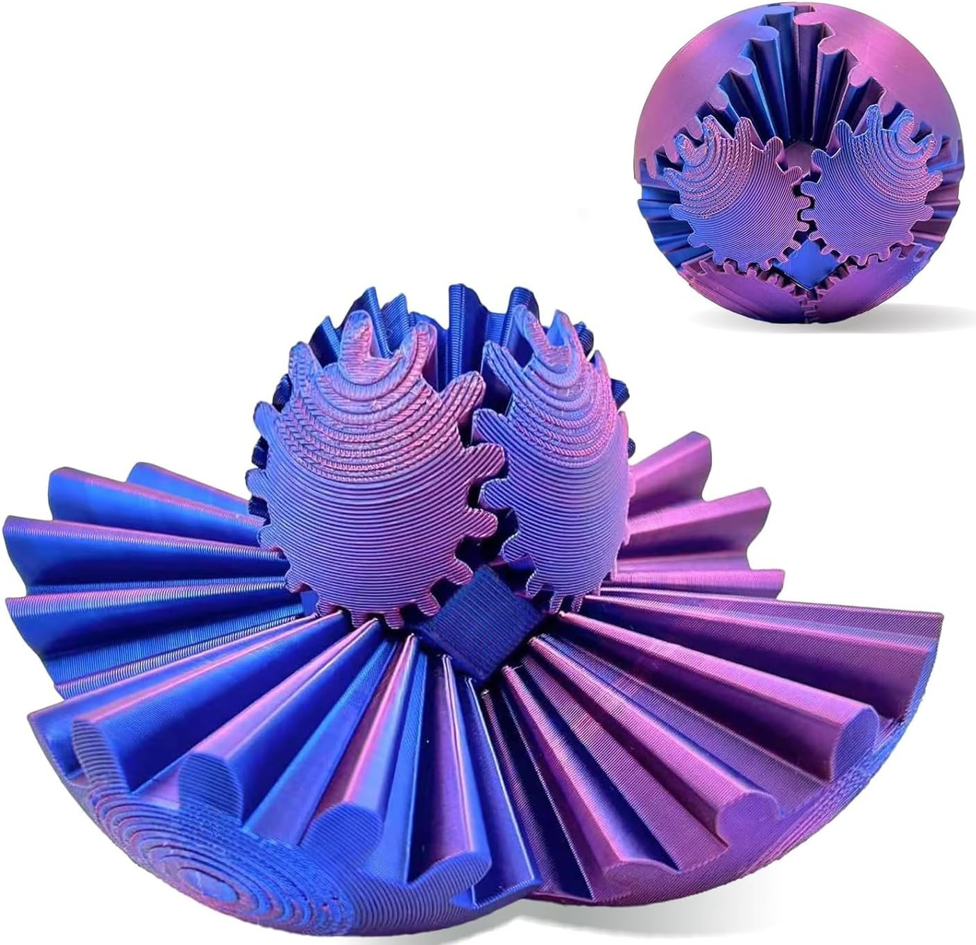 Gear Ball 3D Printed Fidget Toy, Gear Sphere Desk Toy, Stress and Anxiety Relief Ball for Adults at work/study/travel