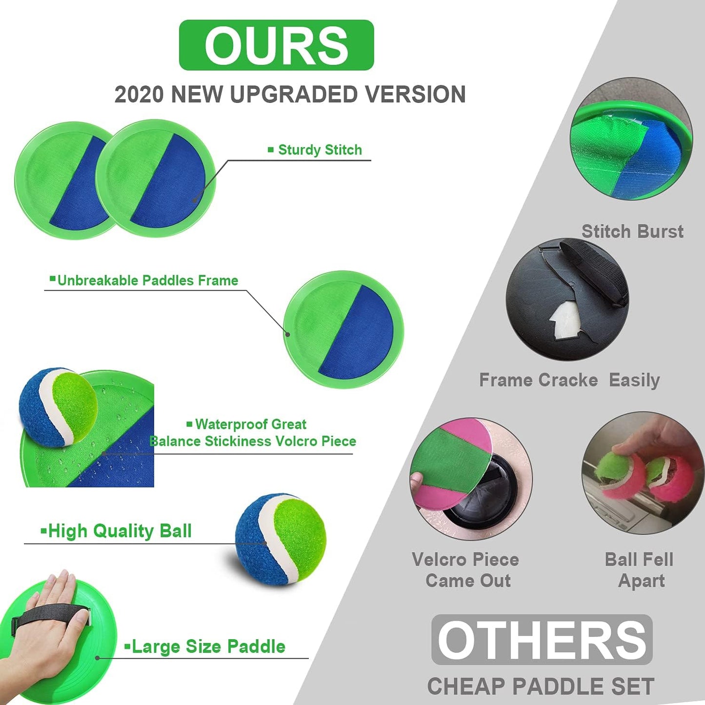 Jalunth Ball Catch Set Game Toss Paddle Beach Toys Back Yard Outdoor Games Pool Backyard Target Throw Sticky Mitt Set Age 3 4 5 6 7 8 9 10 11 12 Years Old Boys Girls Kids Easter Gifts Pink Blue 2 Pack