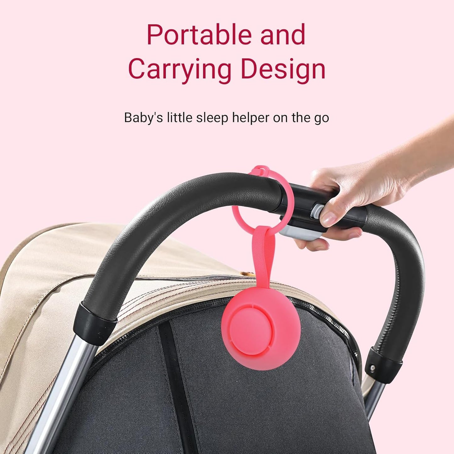 Portable Baby Sound Machine [White Noise for Babies Kids Adults][Sleep Soother][Timer Function][12 Soothing Sounds] 15 Hours Battery Life, Registry Gift,Shower,Clips on Baby Stroller.Rose