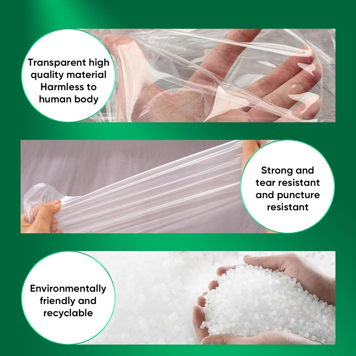 ZCHENBS® – Mattress Bags for Moving and Storage,Mattress Bag with Zippers,5 Mil Ultra-Thick Bed Bag,Waterproof,Anti-Tear,Heavy-Duty Mattress bag (Tansparent/Green, Queen-(1 Pack))