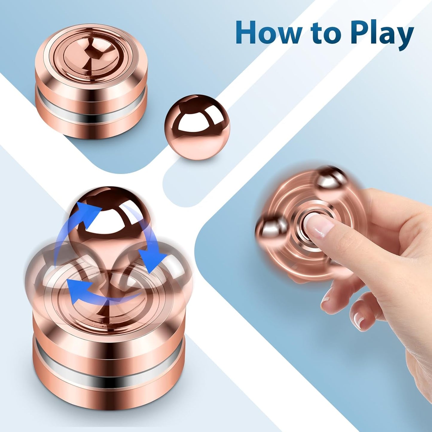 Fidget Slider Toy,Steel Ball Orbiter Magnetic Slider Sensory Toys,360° Rotation Anxiety Stress Relief Toy for Adult,Students ADHD,ADD Autism,Rose Red