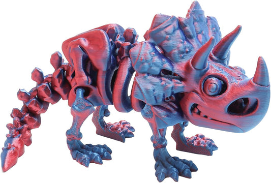 FunisFun 3D Printed Dragon with Articulated Joints for Adult, 3D Printed Dinosaur Fidget Toys Decor for Stress Relief (Triceratops-BP, 1P)