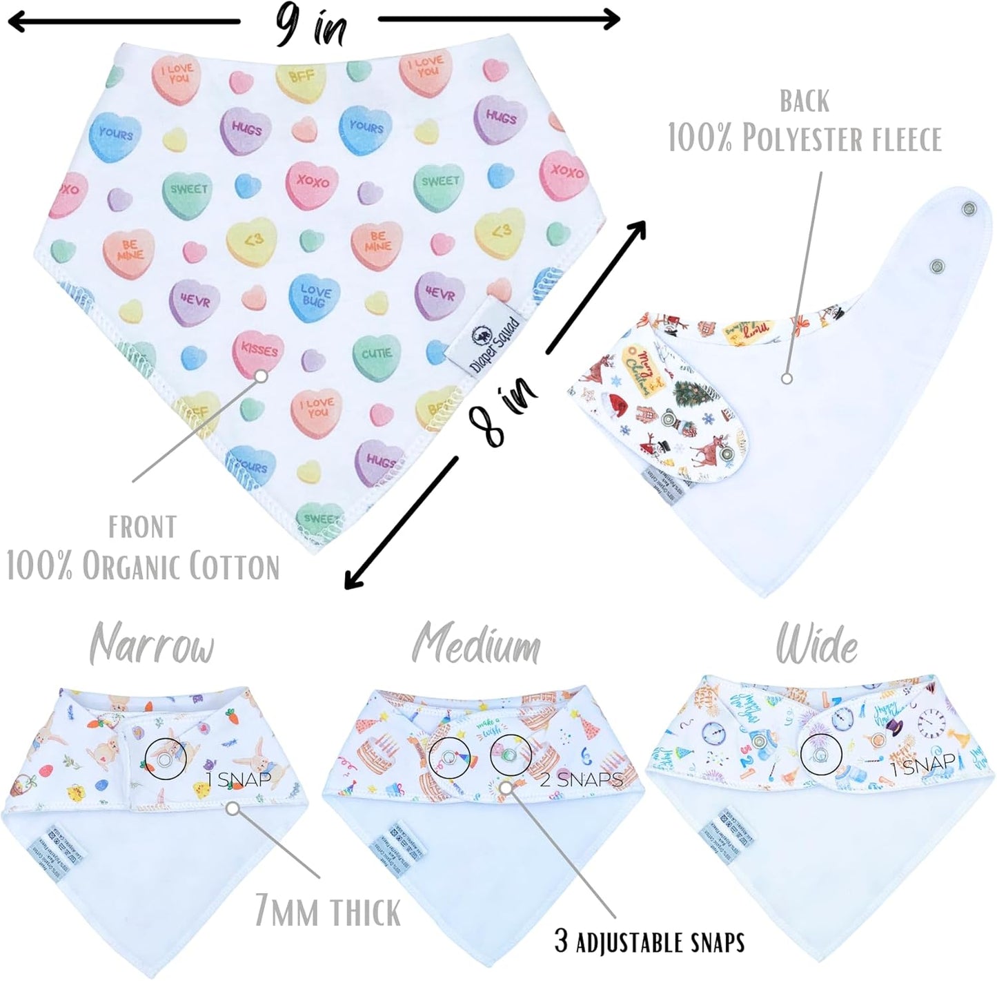 DiaperSquad's Baby Bibs for Drooling and Teething, Bibs for Boys, Baby Girl - Solid Cotton Baby Drool Bibs