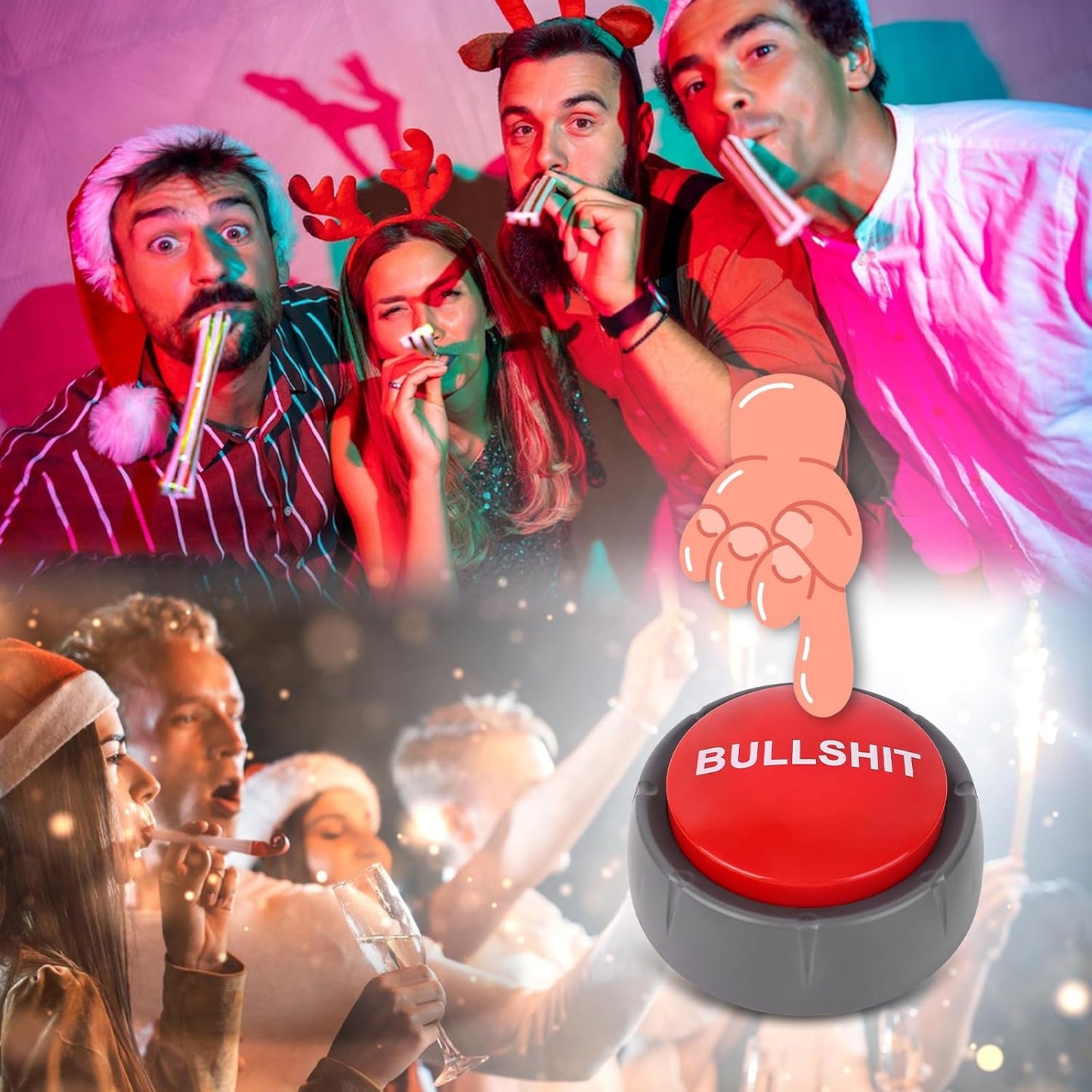 4 Pcs Dance Party Buttons with Music Sound - 30s Funny Buzzer Buttons for Office Toys, Novelty Fun, Gag Gifts, Cool Desk Decor Gadgets(3.5 x 3.5 x 1.5 inches, Red and Black)