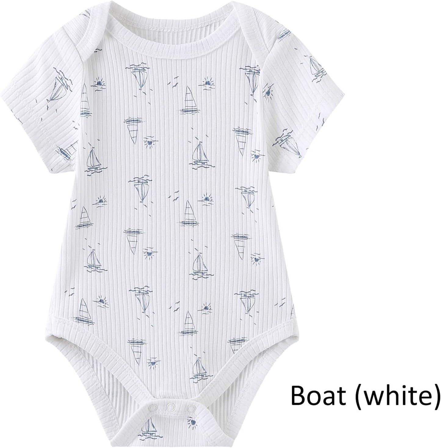 Baby Bodysuit 6 Pack Soft Mixed Ribbed Short Sleeve Romper Infant Boy Girl Clothes Set