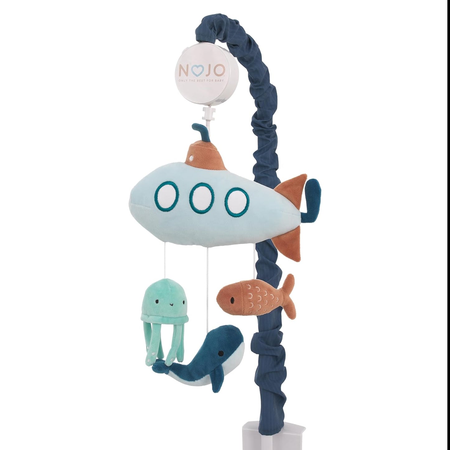 NoJo Explore Dream Discover Light Blue, Navy, and Aqua Submarine Plush Musical Mobile