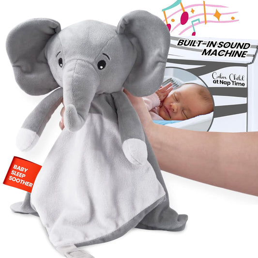 4-in-1 Sound Machine, Baby Lovey, Blanket - White Noise & Lullaby Plush Elephant Calms & Reduces Wakeups, Helps Toddler Sleep Longer - Proven Sleep Aid -Musical BPA-Free, Machine Washable Newborn Gift
