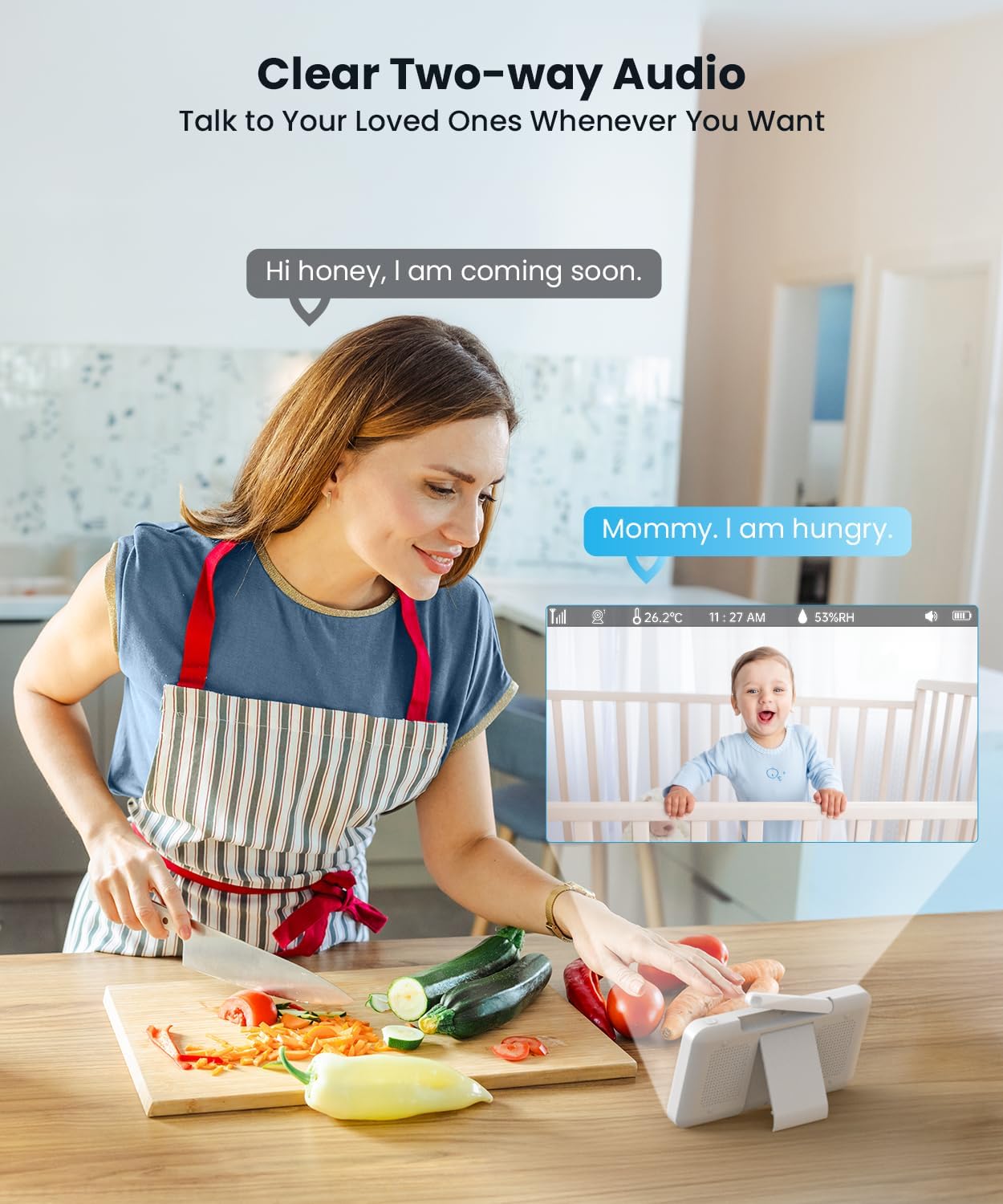 ieGeek Baby Monitor with 2 Cameras, 5" Large Screen Split-Screen Video Baby Monitor | 2K HD Non-WiFi Monitor with App & Parent Unit | Night Vision, 2-Way Audio, Cry Detection, Temperature Sensor