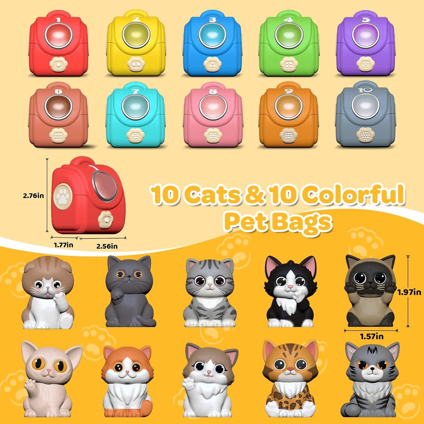 Learning Toy for Toddlers 1 2 3 Year Old, 20 Pcs Cat Toys for Kids, Counting, Matching & Sorting Montessori Educational Sensory Toys, Christmas Birthday Easter Gift for Baby Boy Girl 1-3