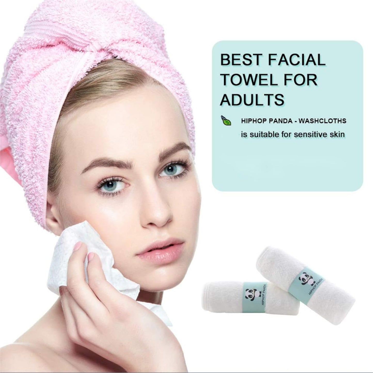 HIPHOP PANDA Baby Washcloths, Rayon Made from Bamboo - 2 Layer Ultra Soft Absorbent Newborn Bath Face Towel - Reusable Baby Wipes for Delicate Skin - Yellow, 30 Pack