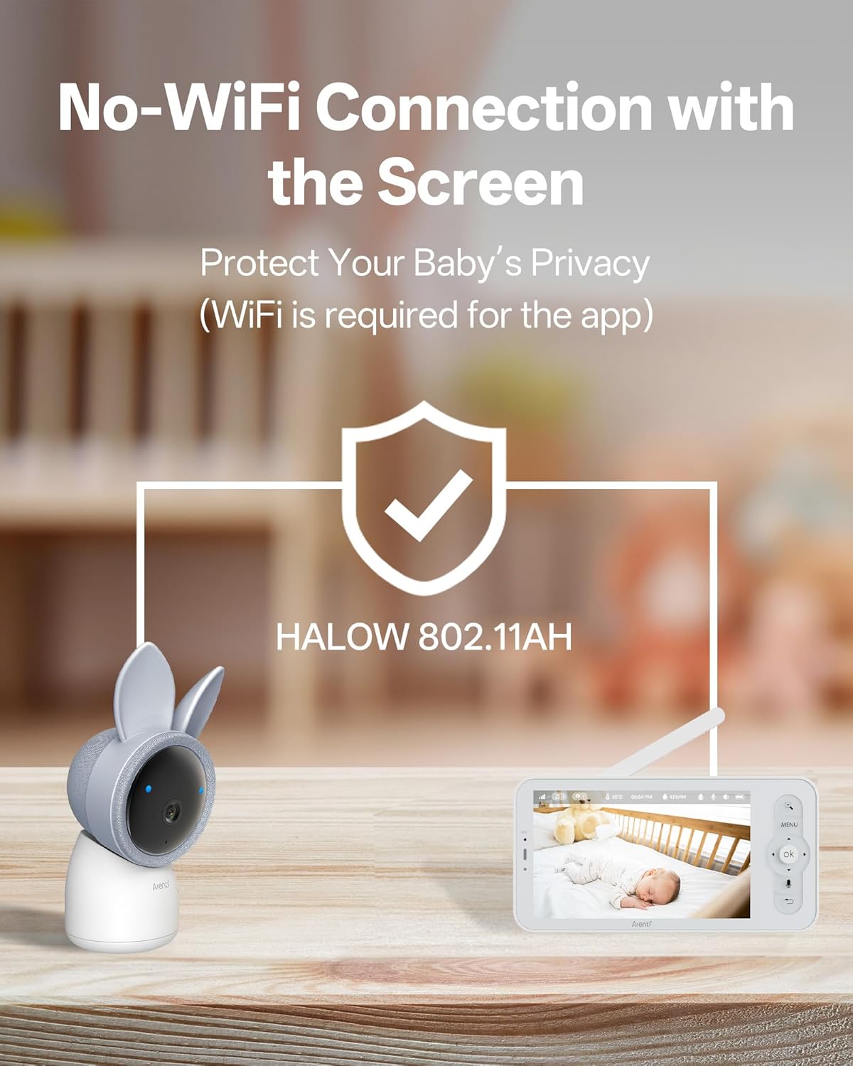 ARENTI Baby Monitor, Cry & Motion Detection, 2K Smart Baby Camera with 5-Inch Upgraded Wireless Display, Two Way Audio, Super Night Vision, Temp & Humidity Sensor, Lullabies