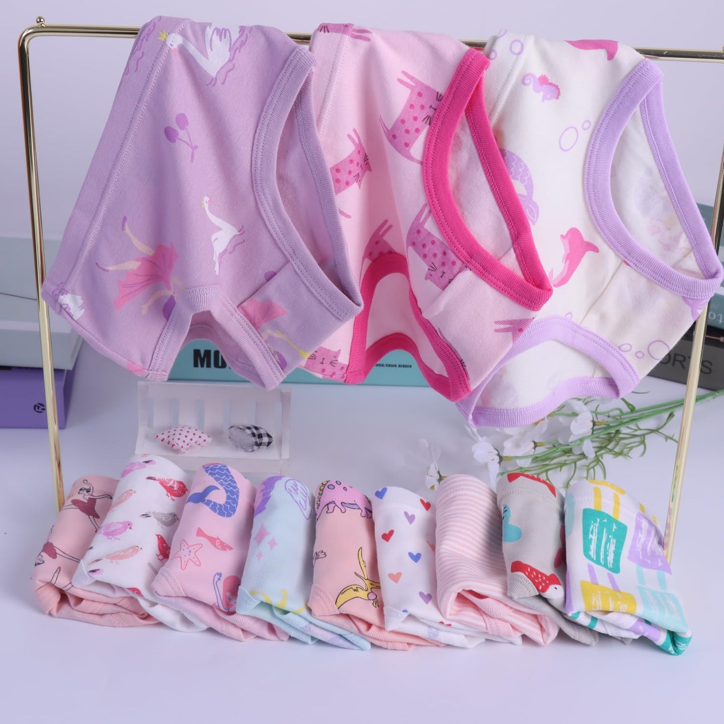 Finihen Girls Cotton Underwear Toddler Girls Panties Kids Briefs Multipacks.