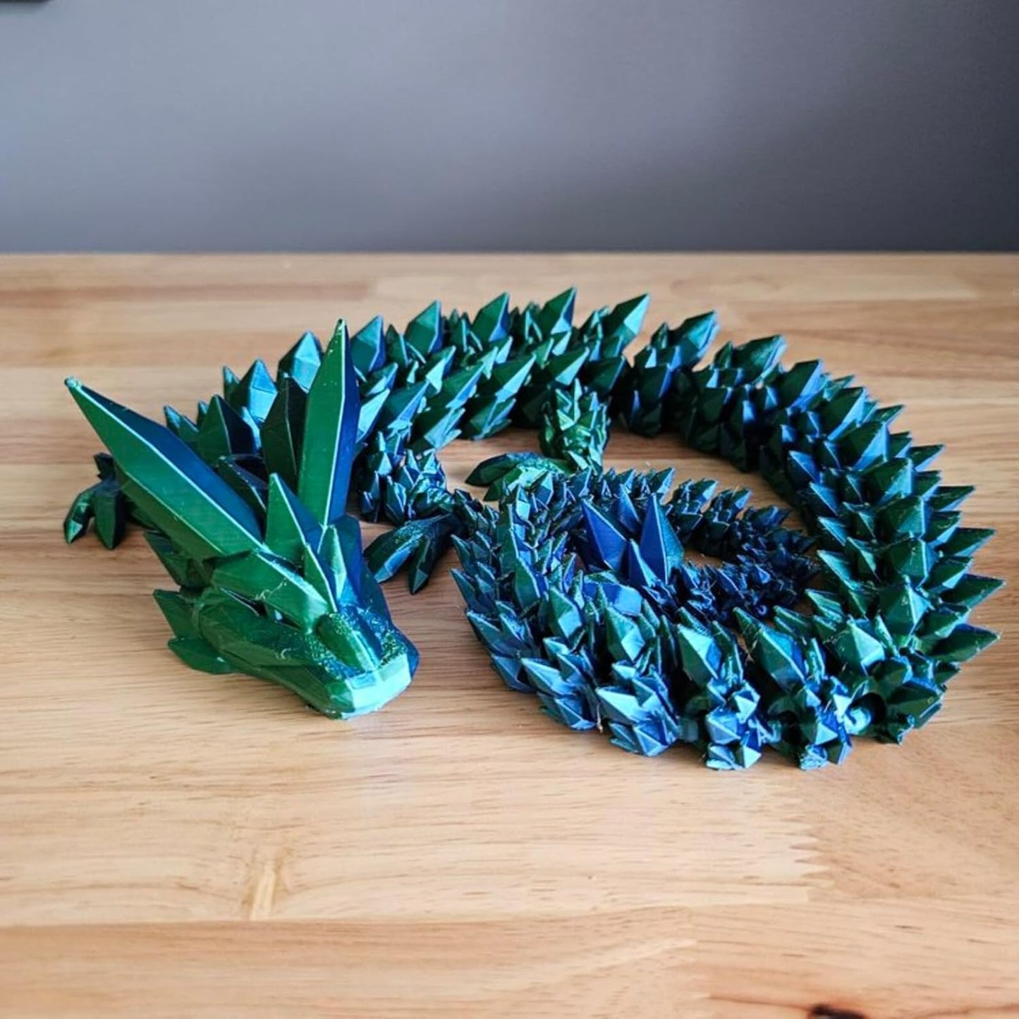 Crystal Dragon - Articulated Flexi Dragon - 3D Printed Gift (Teen, Blue/Green)