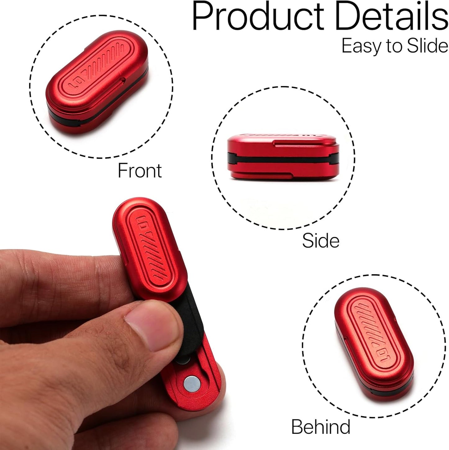 Mini Fidget Slider, Metal Card Fidget Slider Fidget Keychain Fidget Blocks Kit Adult Anxiety Anti Stress (#1 - Red)