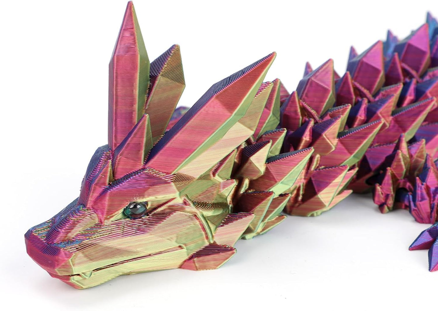 24" 3D Printed Dragon, Articulated Dragon, Crystal Dragon, Dragon Fidget Toy, Home Office Decor Executive Desk Toys ﻿(Blue)