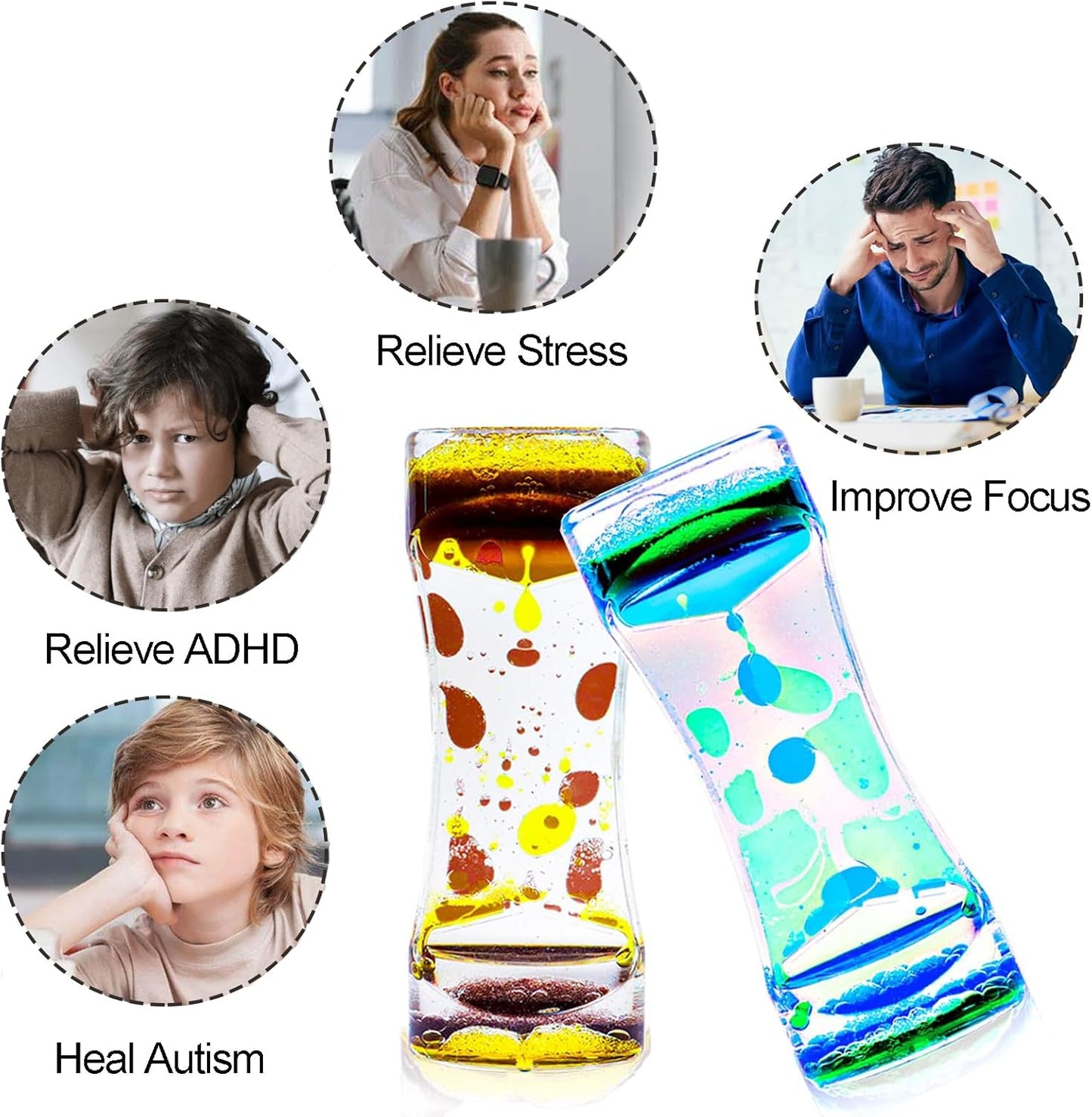 Liquid Motion Bubbler Sensory Toys,3 Pack Liquid Timer Desktop Colorful Hourglass Liquid Bubbler, Small Calming Relaxing Toys Sensory Anxiety Autism ADHD Fidget Toys