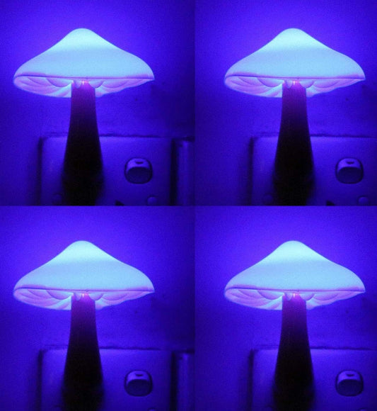 AUSAYE 4 Pack Plug in Night Light, Mushroom Light LED Nightlights for Kids, Adults, Bedroom, Bathroom,Hallway, Stairs, Kitchen Blue