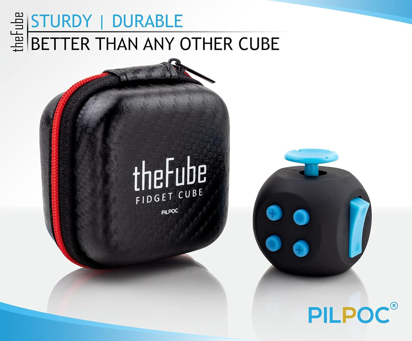 PILPOC theFube Fidget Cube - Deluxe Authentic Fidget Toys for Adults & Kids - Premium Protective Case, Stress Cube, Anxiety Toys, ADHD, OCD, Autism (Midnight Sapphire)