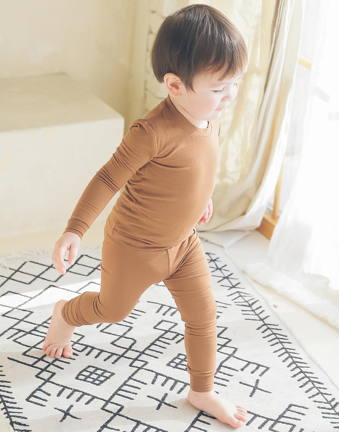 VAENAIT 6M-12Y Toddler Toddler Kids Toddler Girls Boys Soft Comfy Modal Tencel Solid Raglan Sleepwear Pajamas Pjs 2pcs Set