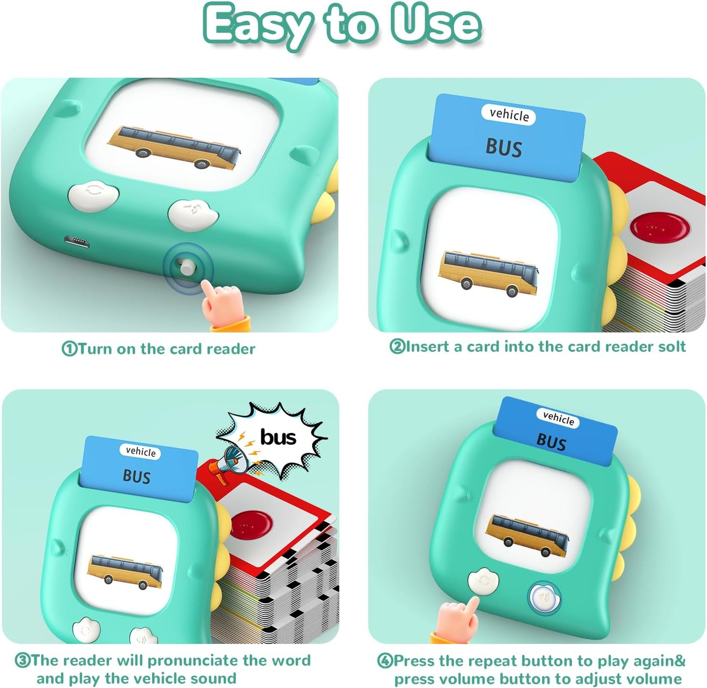 Kidzdo Talking Flashcards for Toddlers, 560 English Sight Words Educational Toy, Pocket Speech Therapy Toys, Autism Sensory Toys for Kids 1-6, Birthday Xmas Gift for Boys