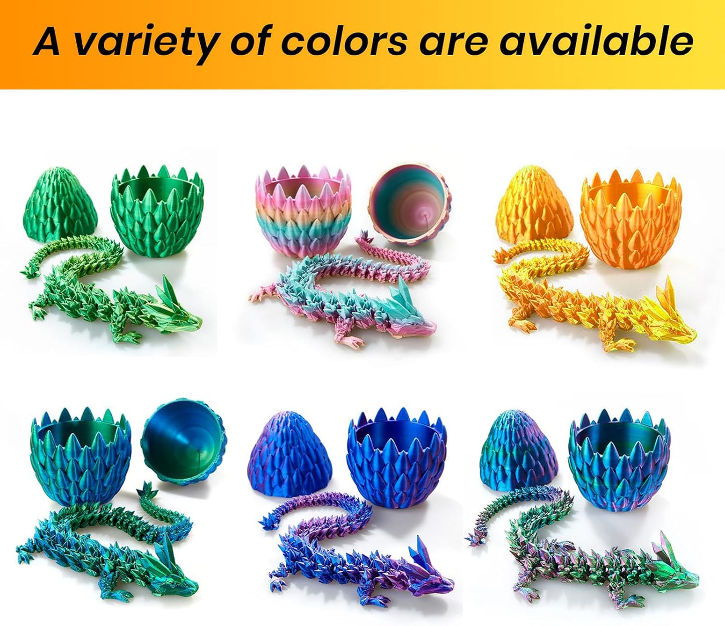 Dragon Egg,15 inchs Crystal Dragon,Articulated Dragon, Fidget Toys for Autism/ADHD,3D Printed Gift Toy, Executive Desk Toys,Home Office Decor (Gold)