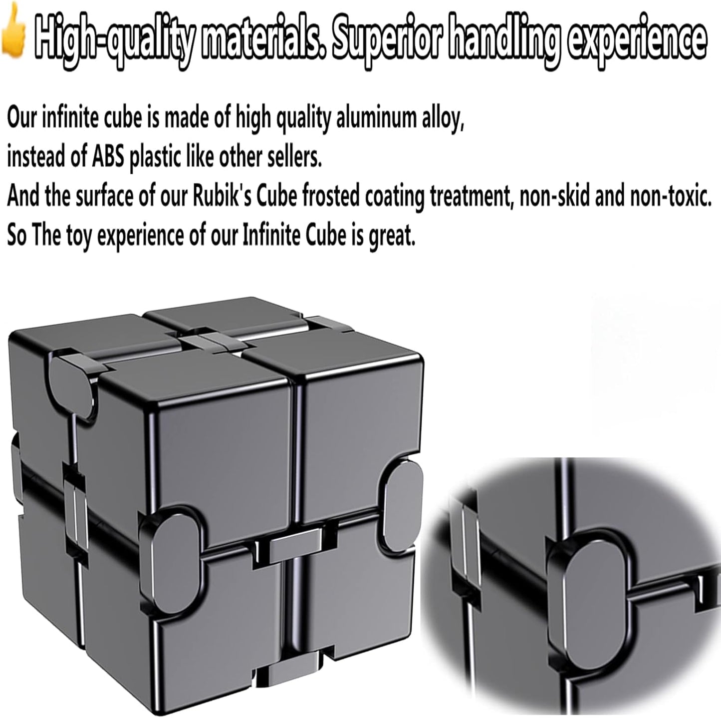 Infinity Cube Fidget Toys Anxiety Stress Relief Toys for Men Aluminum Alloy Material (Gray)