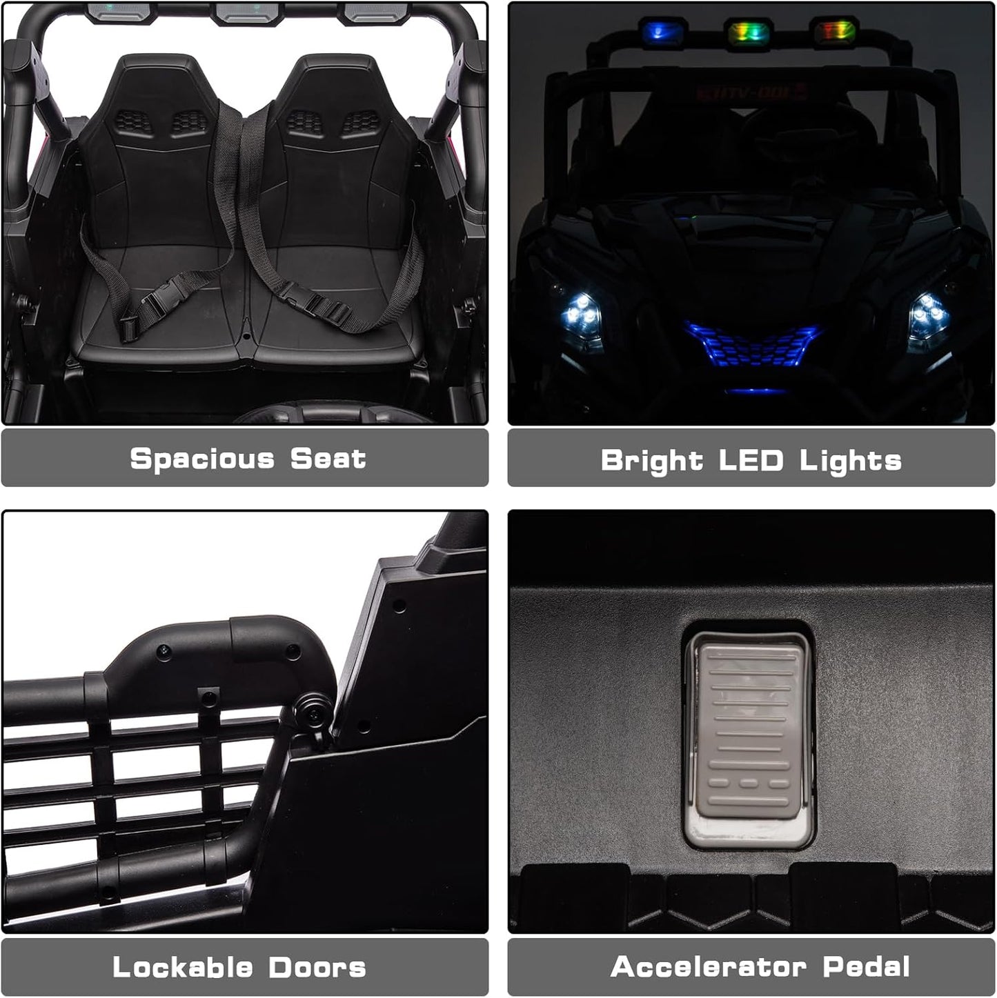 2 Seater 24V Kid Toy Car with Remote Control 4WD Electric Vehicles Battery Powered Toy Car,Ride on Car for 3+ Years Kids Ride On Toy(Black)