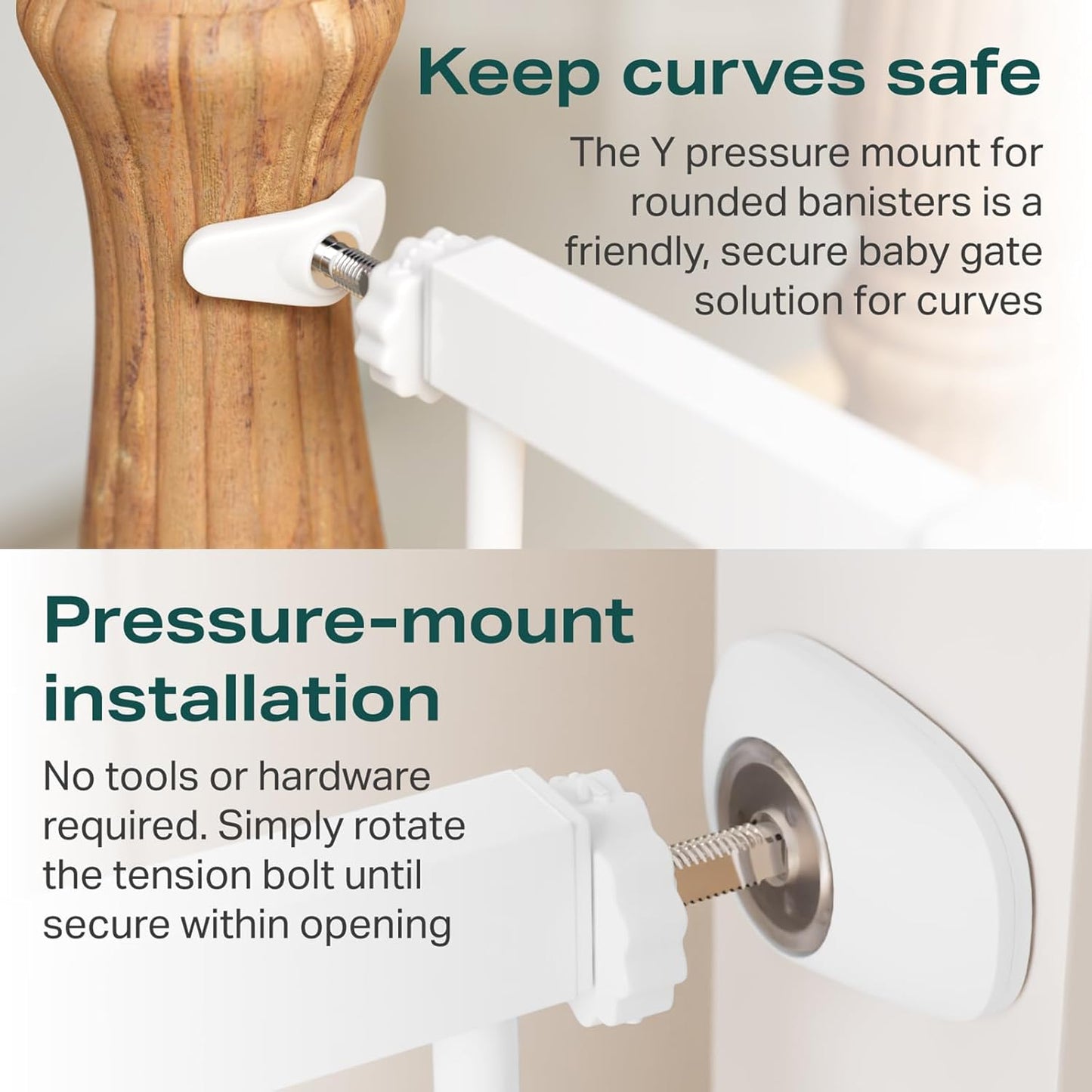 Cumbor 2 Pack 29.7-40.6" Baby Gate for Stairs, Mom's Choice Awards Winner-Dog Gate for Doorways, Pressure Mounted Self Closing Pet Gates for Dogs Indoor, Safety Child Gate with Easy Walk Thru Door