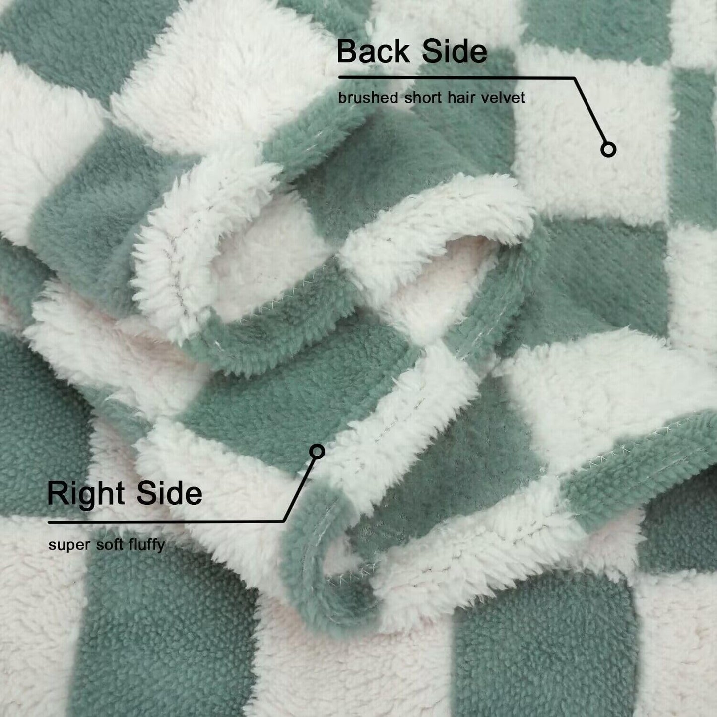 HOMRITAR Checkered Baby Blanket for Boys Sage Green Soft Fluffy Fuzzy Blankets with 3D Chessboard Grid, Warmer Comfort Reversible Lightweight Bed Blanket for Toddlers Infant or Newborn 30 x 40 Inch