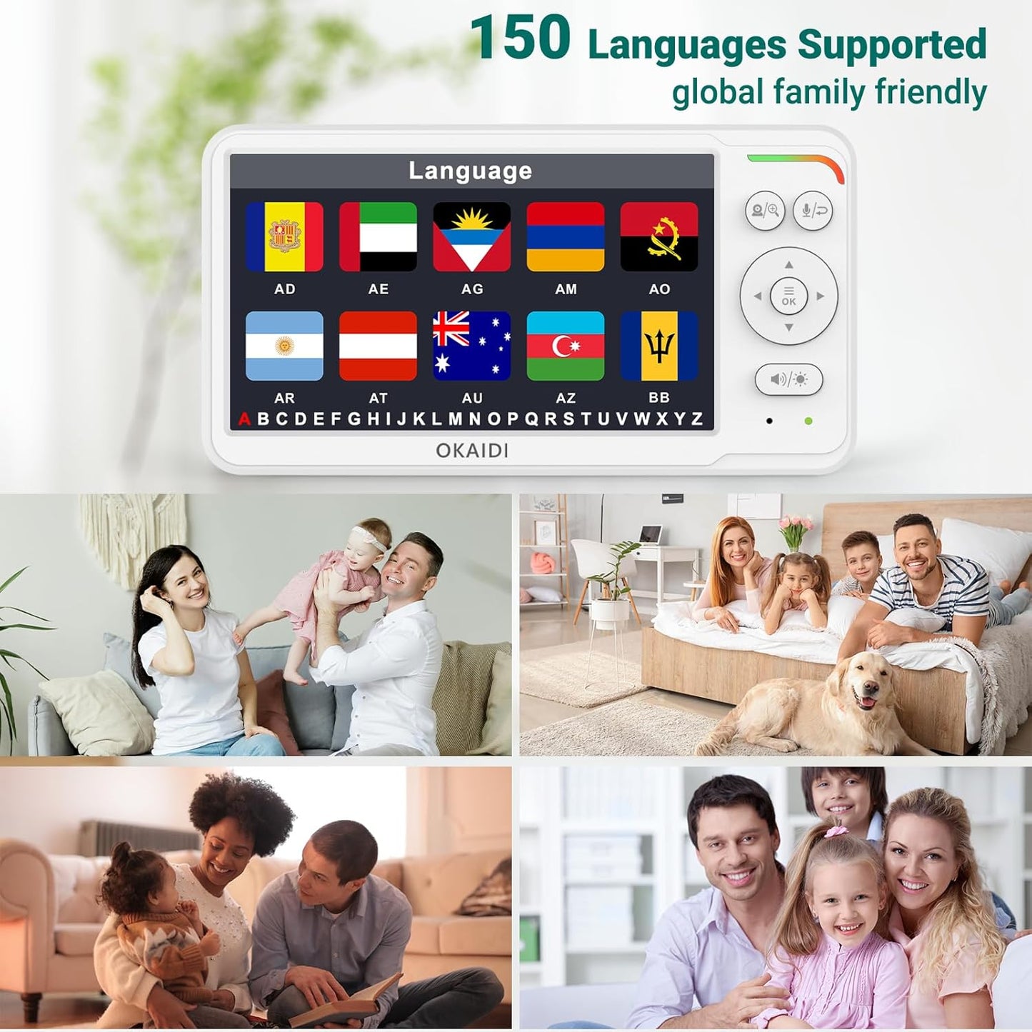 Baby Monitor with 2 Cameras and Audio,Video Baby Monitor with 6'' IPS Split-Screen,Baby Camera Monitor with 30-Hour Battery,150 Languages,ECO,2-Way Talk,1000ft,Travel Baby Monitor No WiFi