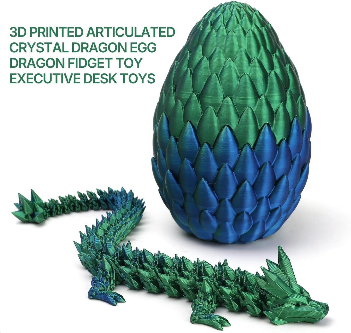 3D Printed Dragon Toy 12" Crystal Dragon Fidget Executive Desk Dragon Egg