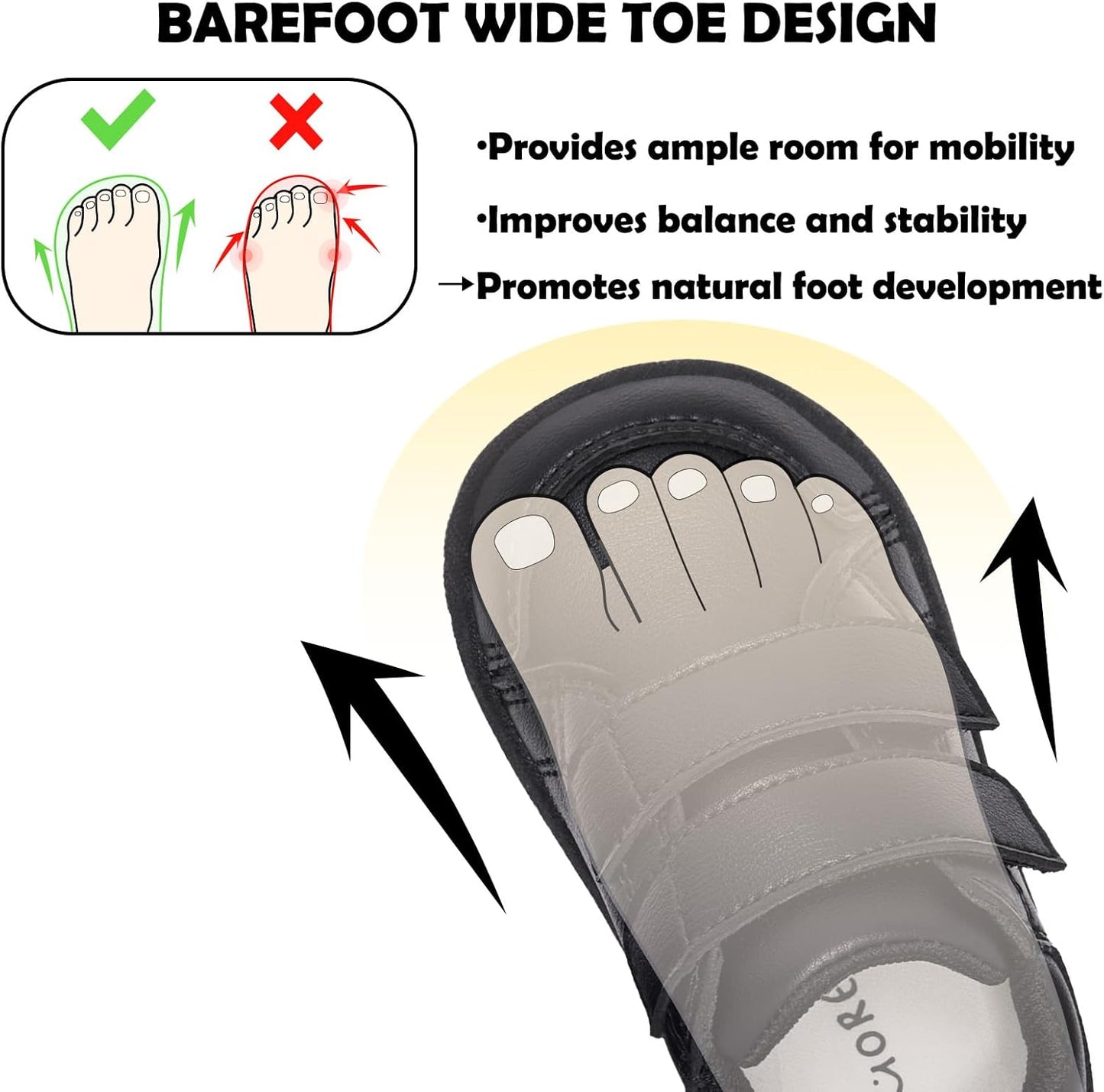 MORENDL Wide Toe Box Shoes Toddler Barefoot Shoes Baby Walking Shoe Boy Girl Non-Slip Zero Drop Minimalist Sneakers Comfort Tennis Outdoor Activities