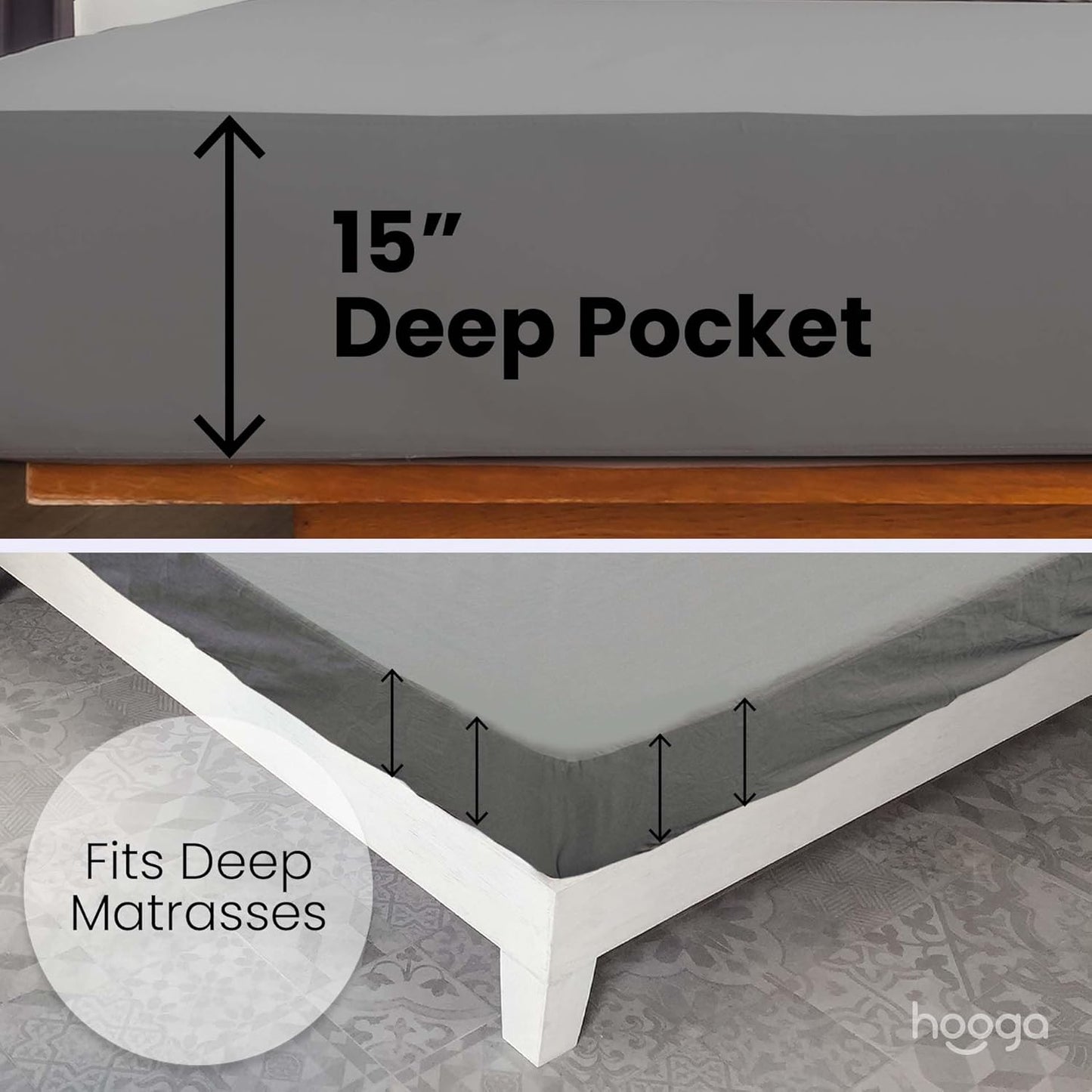 Grounding Sheet, Fitted King Size, Organic Cotton and Conductive Silver, Earth Connected Sheets for Improved Sleep, Pain Relief, Wellness. 78"x 80"x15", Gray Sheets with 15 Ft Grounding Cord