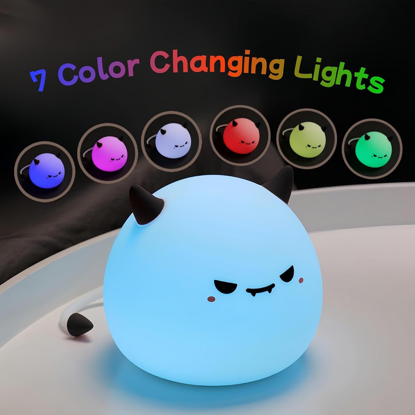 Cute Monster Night Light for Kids,Cute Monster lamp Soft Silicone Lamp 3 Level Dimmable Changing Rechargeable Breastfeeding Nursery Portable Kawaii Lamps,Bedside Lamp for Baby and Toddler,Boy Girls